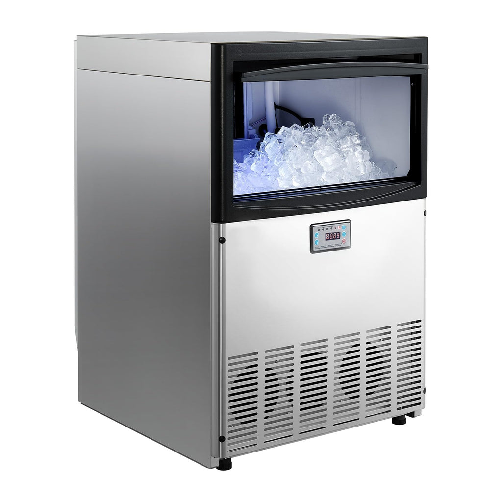 VEVOR Commercial Ice Maker Machine, 100 lbs/24h with 30-35 lbs Storage, Bullet Ice,Built-in/Freestanding/Under Counter, Stainless Steel Ice Maker with LED Display for Home Bar Restaurant