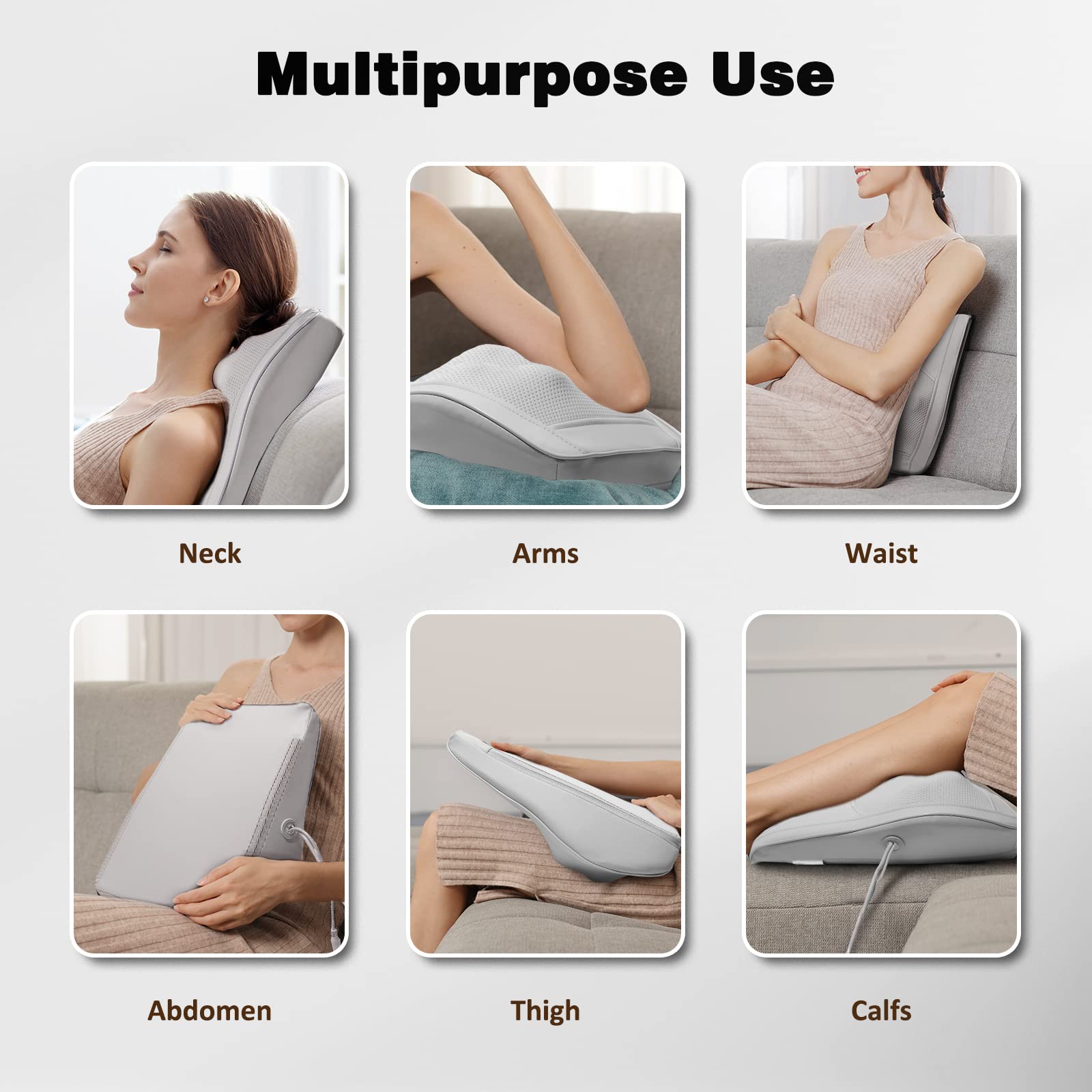 Boriwat Back Massager with Heat, 3D Kneading Massage Pillow for Back, Neck, Shoulder, Leg Pain Relief Deep Tissue, Gifts for Women Men Mom Dad