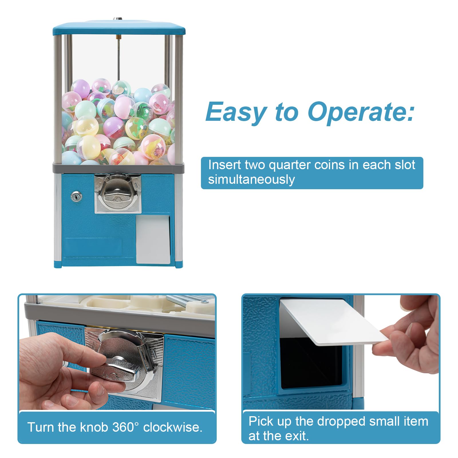 25-Cent Capsule Vending Machine, Commercial Big Capsule Gachapon Machine for Sale One-Piece Gumball Machine for Kids Great Attraction Mini Vending Machine (Ball Diameter 4.5-5.0cm/1.77-1.97in) (Green)