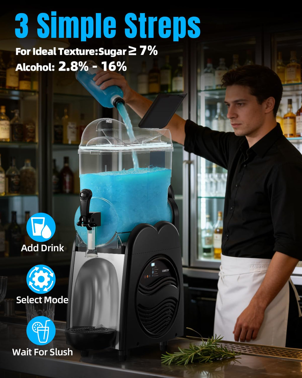 30L Commercial Slushie Machine, 2 Tank Margarita Machine, 80 Grande Cups Slushy Machine with Auto Clean, 8 Gal LED Frozen Drink Machine for Business, Mobile Bar, Party, Restaurant, 800W Fast Cooling