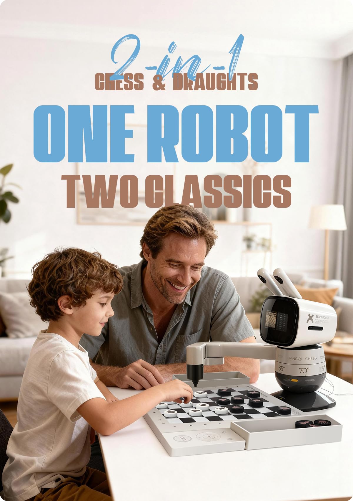 SenseRobot AI Chess Robot with Robotic Arm, Electronic Chess Board for Kids & Adults, 25 AI Levels, 1200+ Exercises, Voice Coaching, Lichess Integration, Wi-Fi OTA Updates