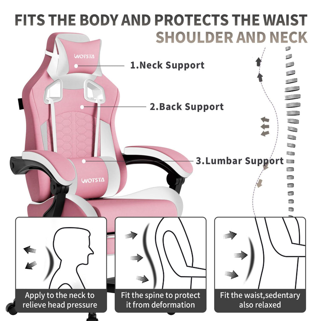 Gaming Chair with Massage,Ergonomic PC Gaming Chair with Footrest Comfortable Headrest and Lumbar Support, High Back, 300LBS (Grey)