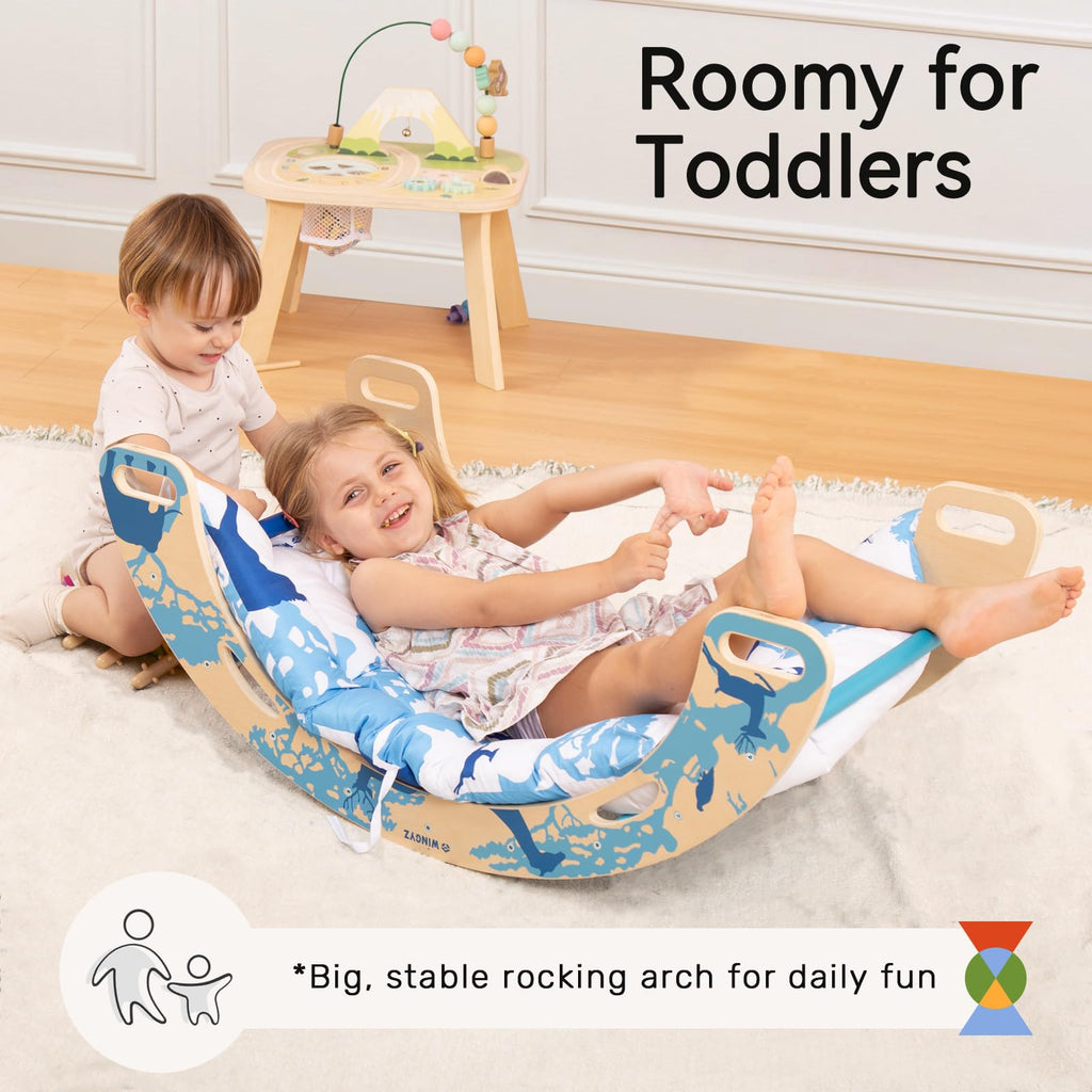 WINGYZ Pikler Triangle Set, Montessori Foldable 8-in-1 Jungle Gym & Reversible Animal Slide, Patent-Protected Climbing Set, Safe 2.35" Gap ASTM F963 Standards for Toddlers 18 Months-5 Years (Rainbow)