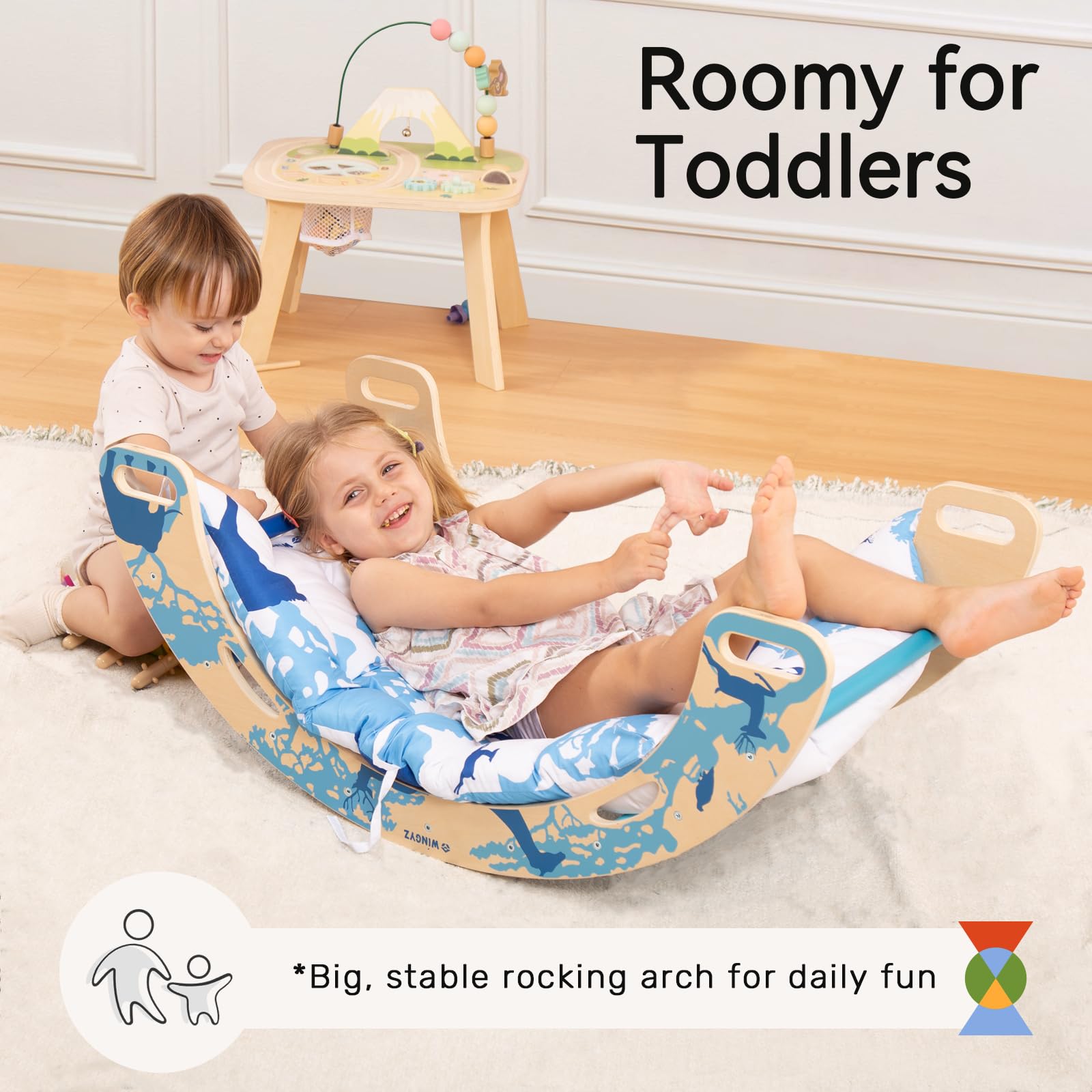 WINGYZ Pikler Triangle Set, Montessori Foldable 8-in-1 Jungle Gym & Reversible Animal Slide, Patent-Protected Climbing Set, Safe 2.35" Gap ASTM F963 Standards for Toddlers 18 Months-5 Years (Rainbow)