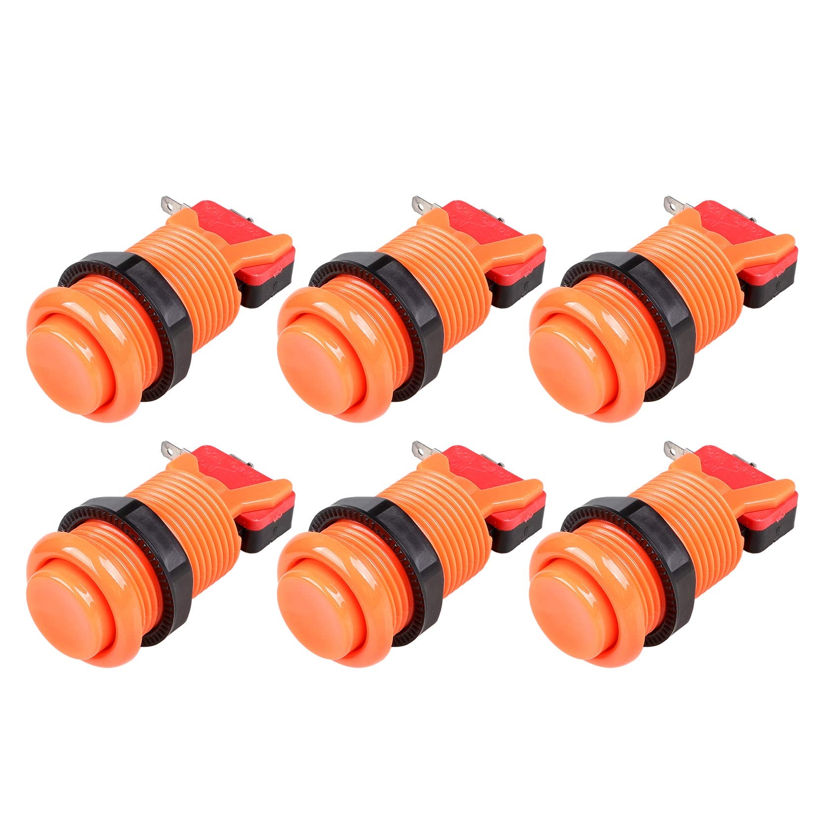 EG STARTS 6X American Style Standard Arcade Buttons Switchable Happ Type 30mm Push Button 3/16" Terminal for Jamma Mame Kit Parts (Each Color of 1)