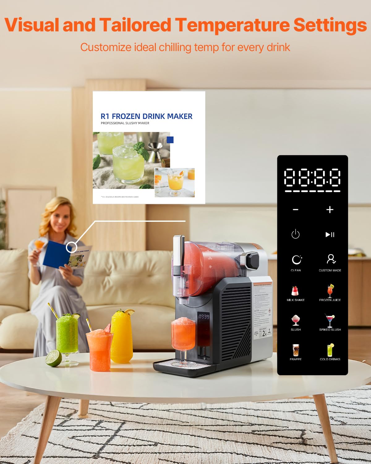 VEVOR Slushie Machine, 4L/135oz No Ice Needed Slushy Machine for Home, Frozen Drink Maker with Single Tank, Margarita Machine with Self-Cleaning, for Frozen Margaritas, Frappés, Milkshake & More