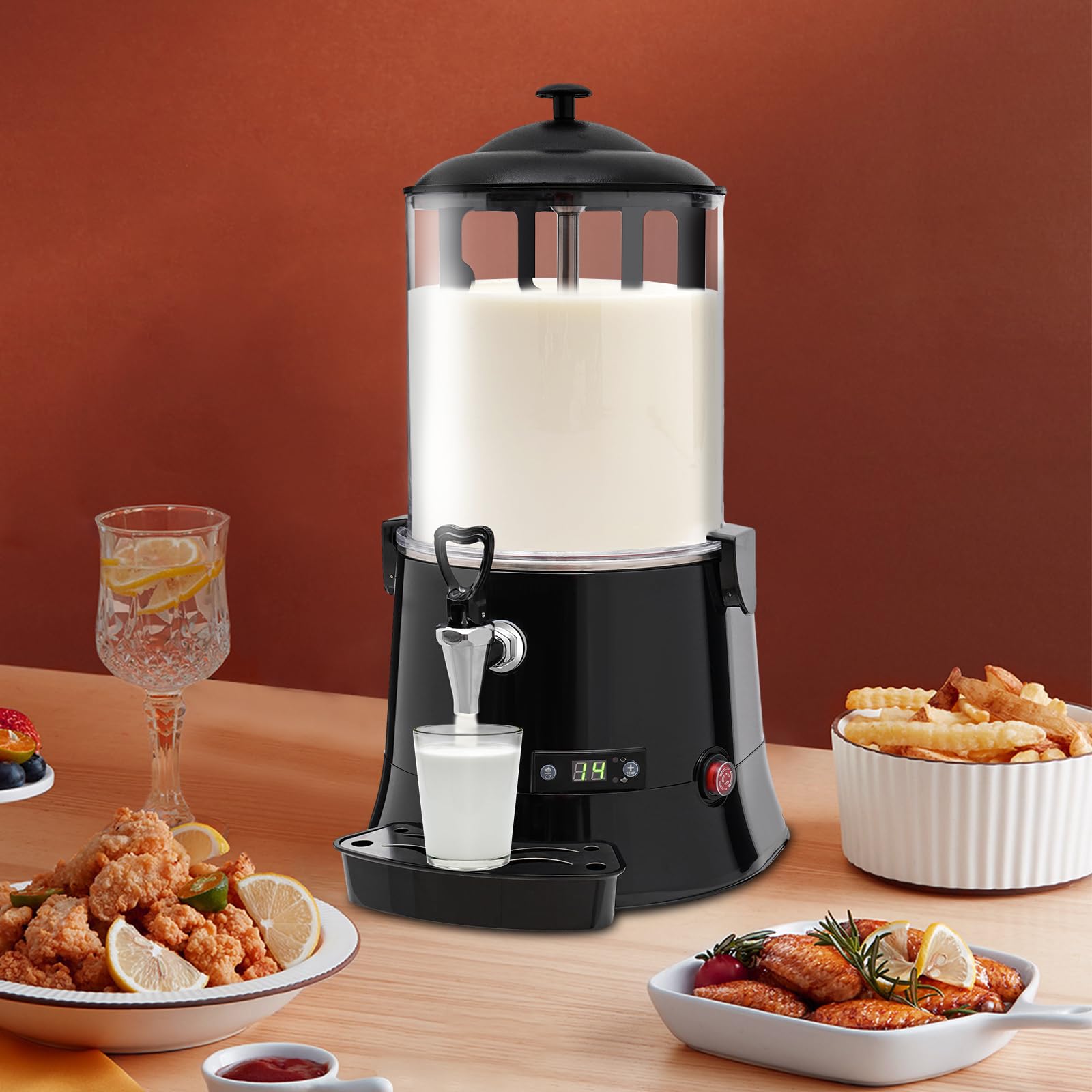 Commercial Hot Chocolate Machine, 110V 10L Hot Beverage Warmer, Electric Chocolates Melting Machine and Dispenser, Chocolate Warmer Maker for Home, Restaurant, Coffee (Black)