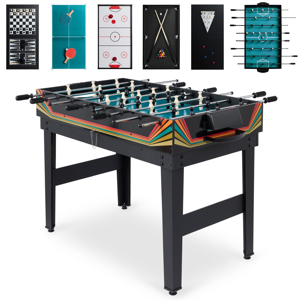 Best Choice Products 2x4ft Combo Game Table Set for Home, Game Room, Friends & Family w/Hockey, Foosball, Pool, Shuffleboard, Ping Pong, Chess, Checkers, Bowling, and Backgammon
