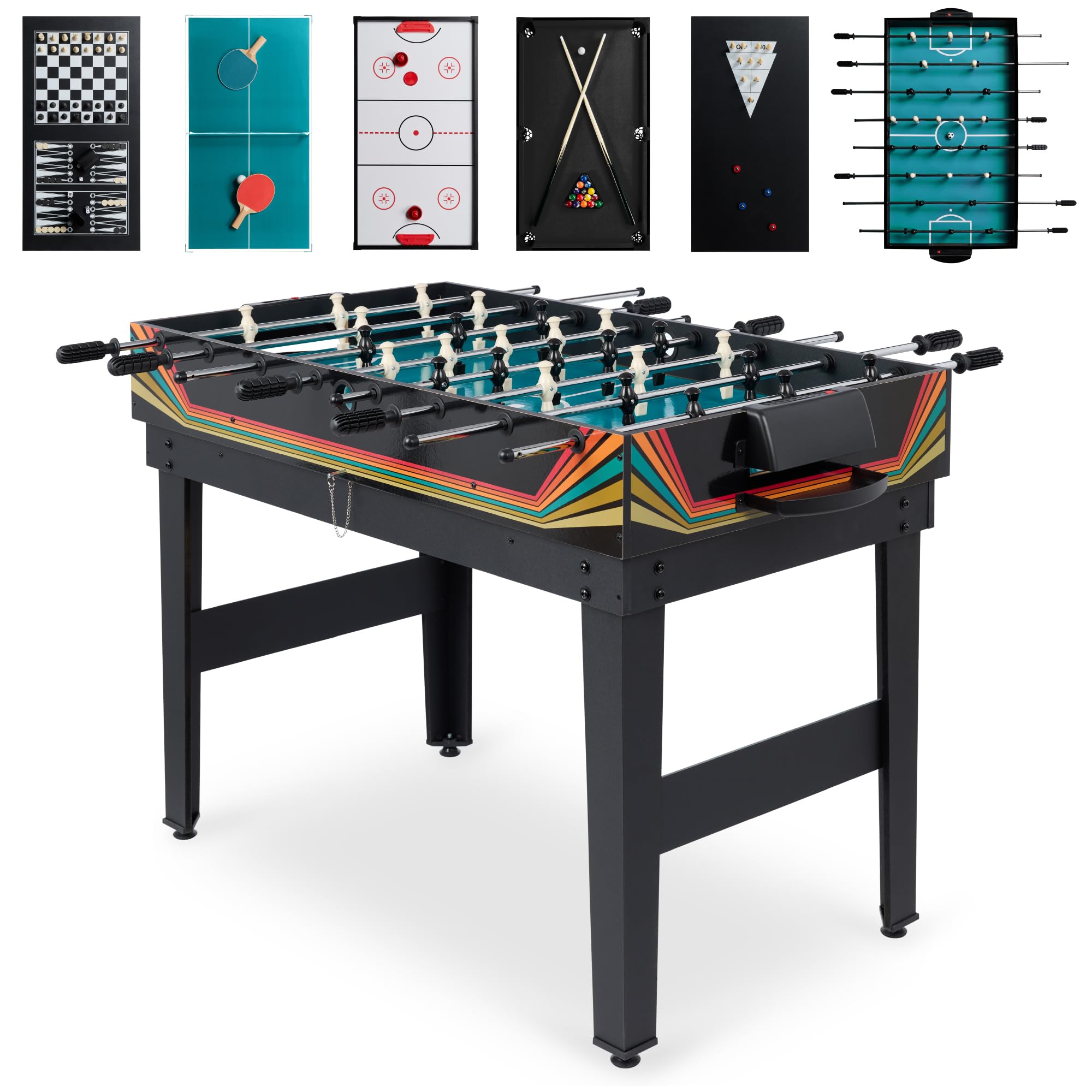 Best Choice Products 2x4ft Combo Game Table Set for Home, Game Room, Friends & Family w/Hockey, Foosball, Pool, Shuffleboard, Ping Pong, Chess, Checkers, Bowling, and Backgammon