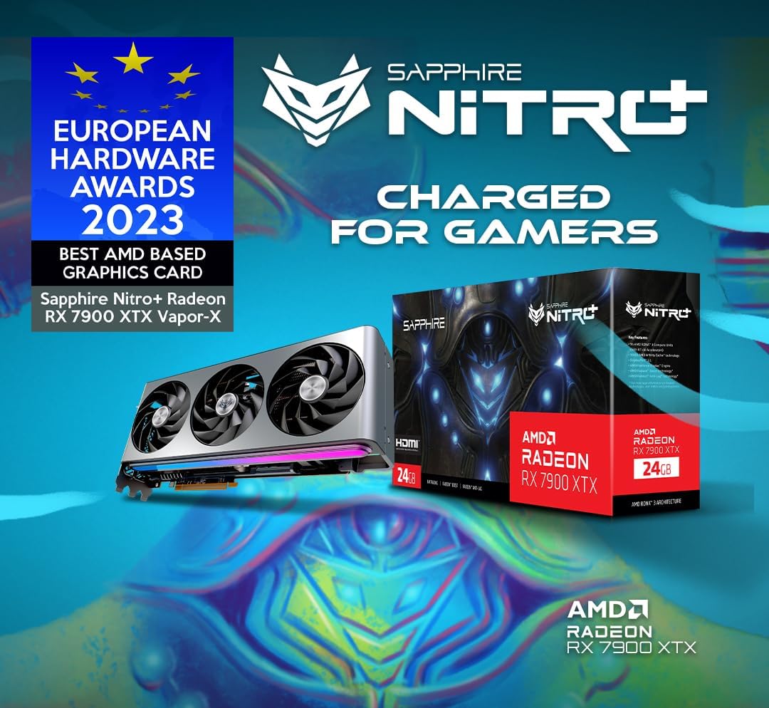 Sapphire 11322-01-40G Nitro+ AMD Radeon RX 7900 XTX Vapor-X Gaming Graphics Card with 24GB GDDR6, AMD RDNA 3