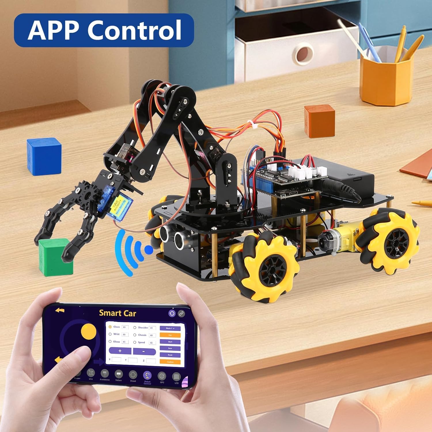 4-in-1 ESP32 Smart Camera Solar Robot Car, 4WD Remote Control Car Robotics Kit for 8-12 12-16+ Kids Teens, Electronics Programming STEM Toy Science Coding Kit Compatible with Arduino/Scratch/Phython