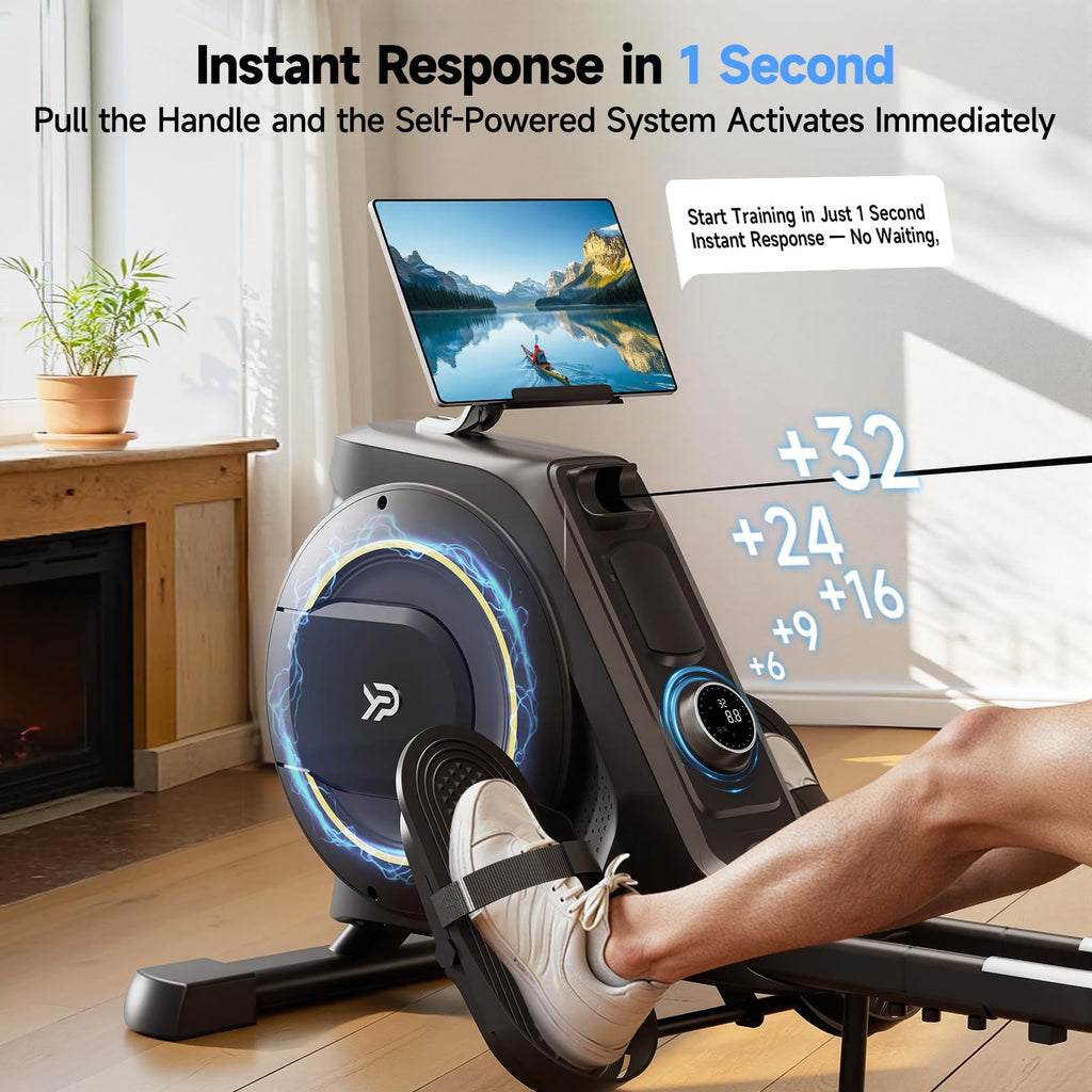 Rowing Machine for Home, 350 LB Capacity, 16-Level Silent Resistance, Magnetic Rowing Machines for Home Foldable, Full-Body Workout Compact Rowing Machine for Cardio & Strength with APP Support
