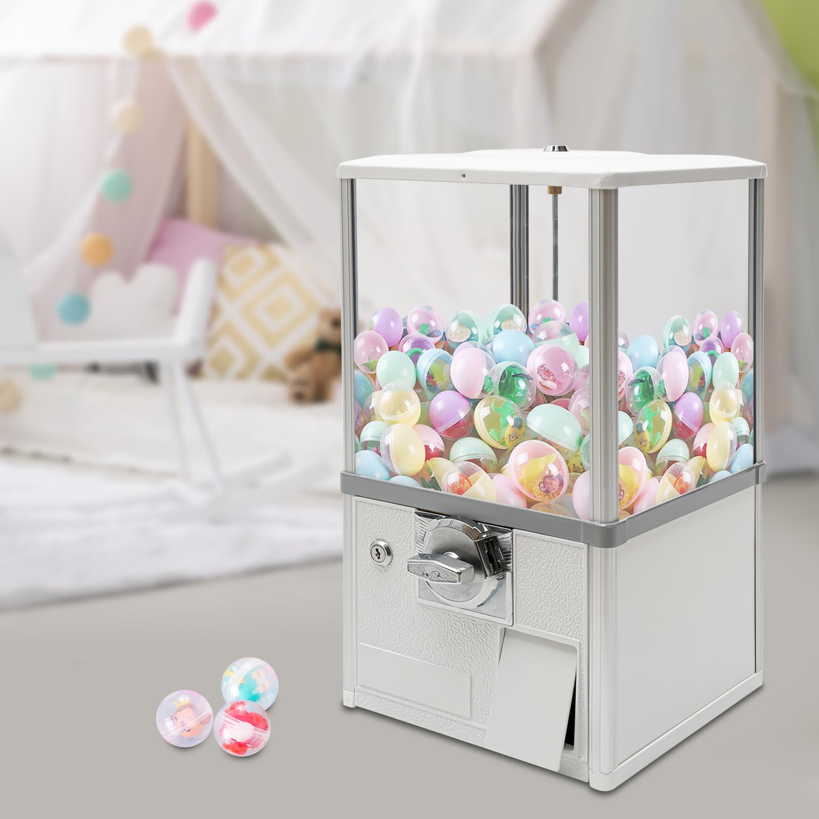 25-Cent Capsule Vending Machine, Commercial Big Capsule Gachapon Machine for Sale One-Piece Gumball Machine for Kids Great Attraction Mini Vending Machine (Ball Diameter 4.5-5.0cm/1.77-1.97in) (Green)