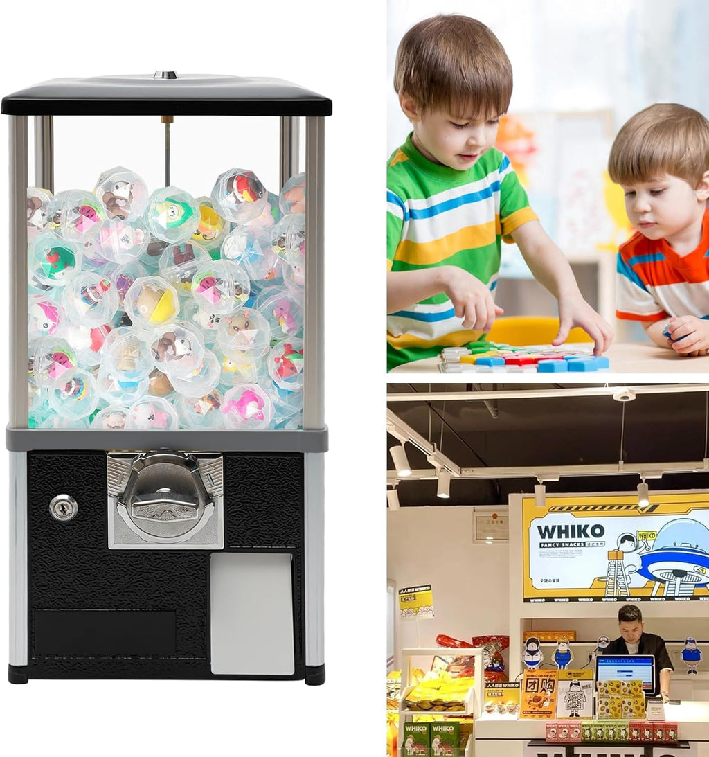 Gachapon Machine, 21 Inch Height PS Bouncy Balls Dispenser, Commercial Candy Bubble Gum Vending Machine with Clear Design Hold 180 Capsule Toys for Game Stores,Retail Stores,Gumball Bank, Home
