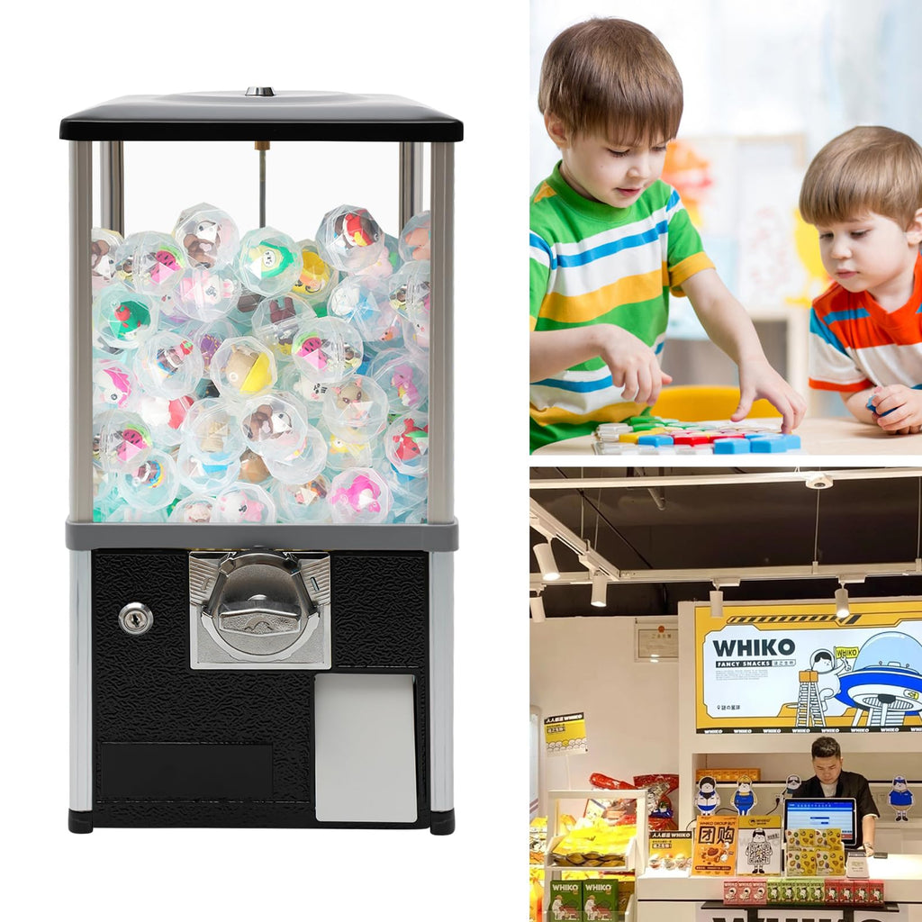 PERFERATE 25 Cents Coin Operated Vending Machine Commercial Gumball Machine for 1.8"-2" Balls Toy Capsule Vending Machines Gashapon Machines for Retail Stores Shopping Mall, 20" H (Green)
