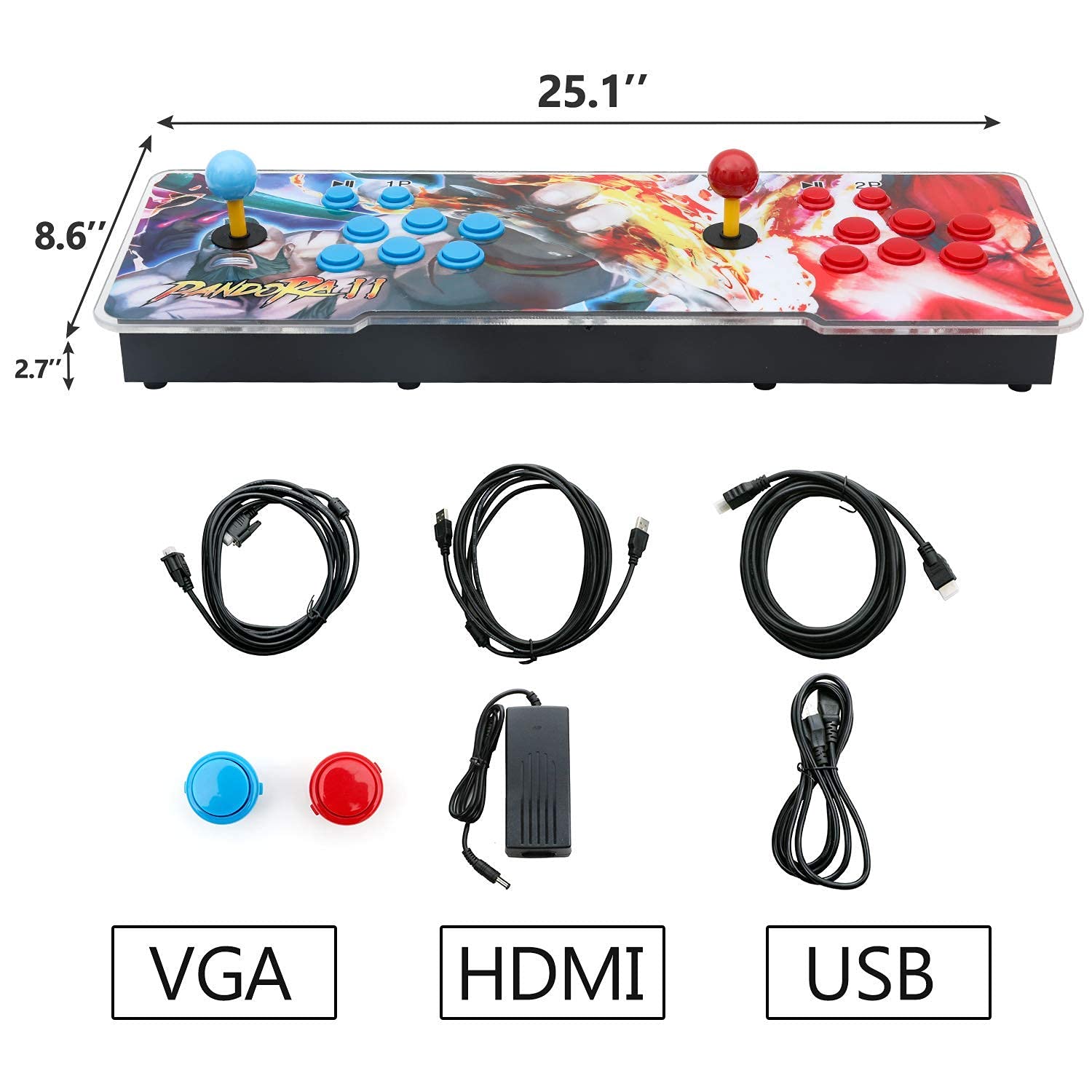 30000 Games in 1 Arcade Game Console ,Pandora Treasure 3D Double Stick,30000 Classic Arcade Games,Search Game, Support 3D,Favorite List, 4 Players Online,1280X720 Full HD Video