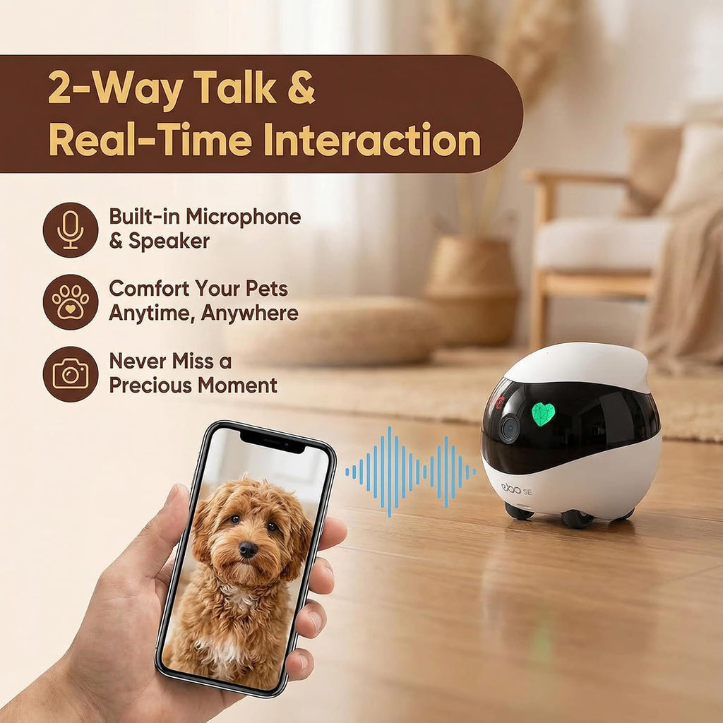 Enabot EBO SE FamilyBot Pet Camera Robot - 1080P HD Indoor Movable Home Security Camera with Auto-Recharge, Night Vision, 2-Way Talk, Local Storage, APP Control,Motion Detection for Dog/Cat Monitoring