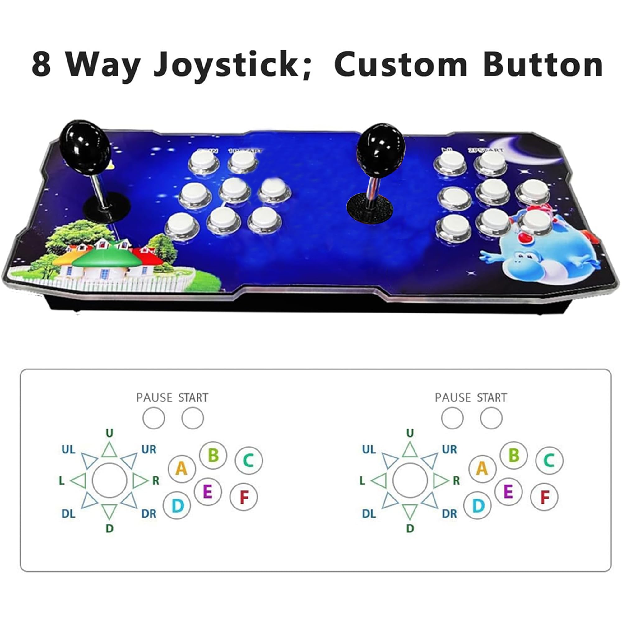 FVBADE [30000 Game in 1] 70S Pandora Box mini Arcade Console for Children Compatible PC & Projector & TV ,3D Games 1-4 Players Double Joystick Favorite List Game Category Save/Search/Hide/Pause Games