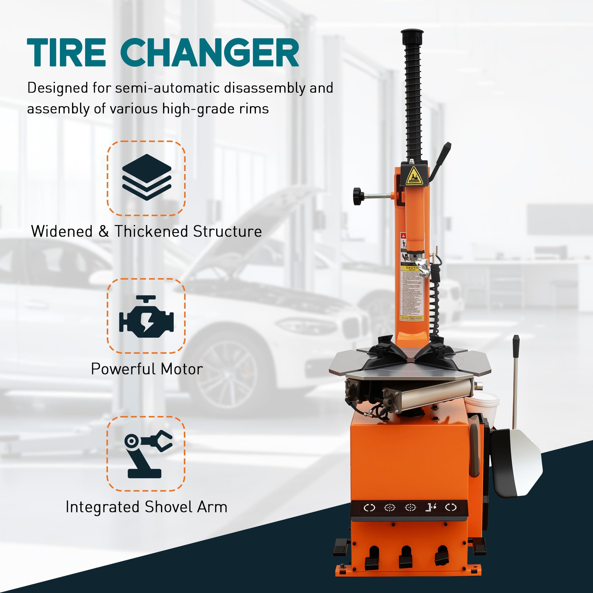 Albott 2HP Tire Changer Machine, 110V Heavy-Duty Wheel Changer for 10"–24" Rims, Outside Clamp 10"–20" Inside Clamp 12"–24", Tire Mounting and Demounting Tool for Home Garage & Auto Shop