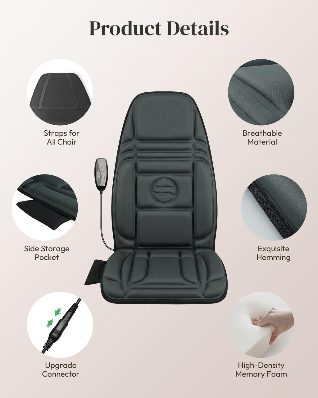 Heycool Fathers Day Dad Gifts, Back Massager with Heat, Targeted Vibration Massage Pad for Muscle Tension Relief, 10 Motors & 2 Heating Levels, Back Massage Chair Pad for Office Chairs