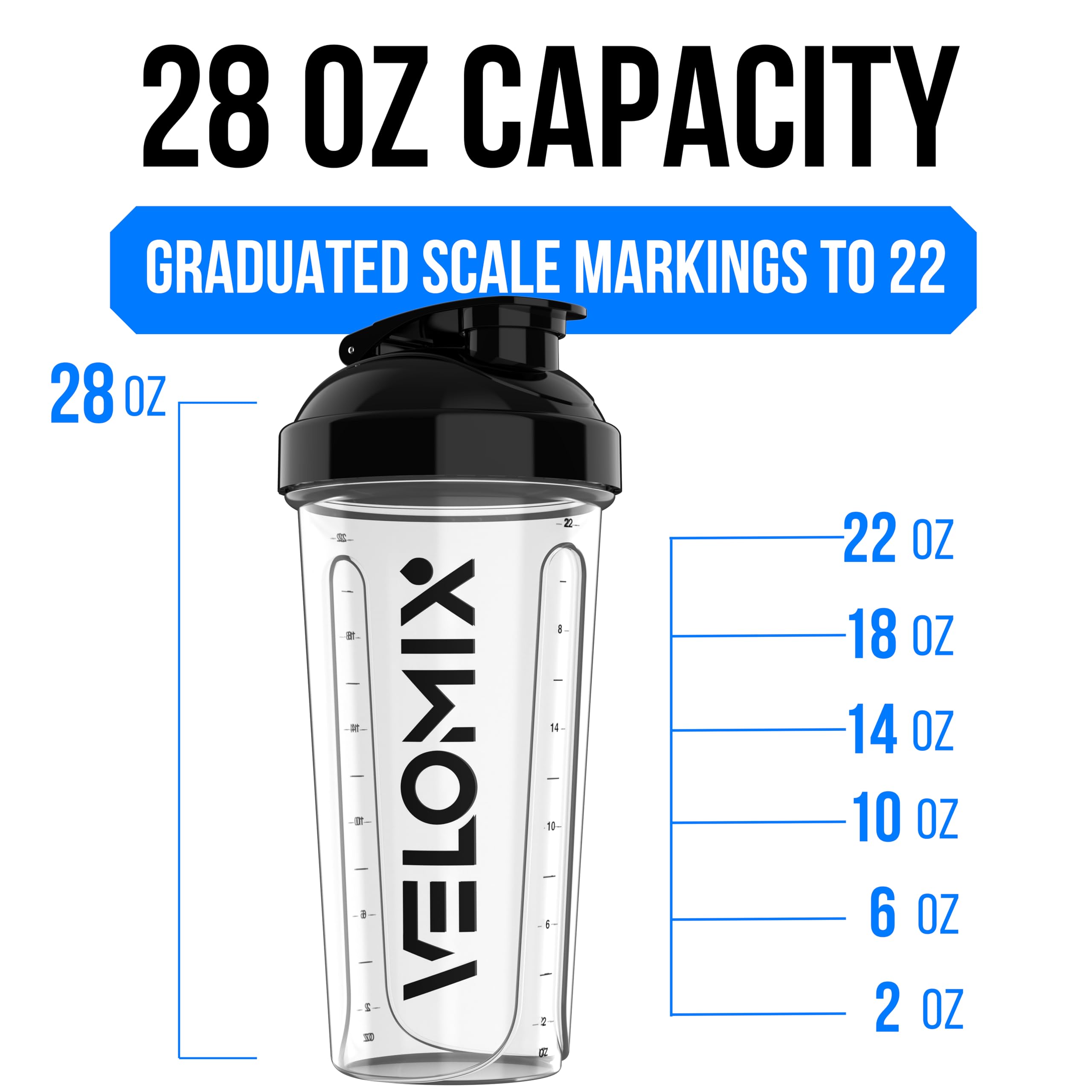 VELOMIX -4 PACK- 28 oz Protein Shaker Bottle for Protein Mixes - 4x Wire Whisk | Leak Proof Shaker Cups for Protein Shakes | Protein Shaker Bottle Pack | Protein Shake Cup (NeoCool Pack)