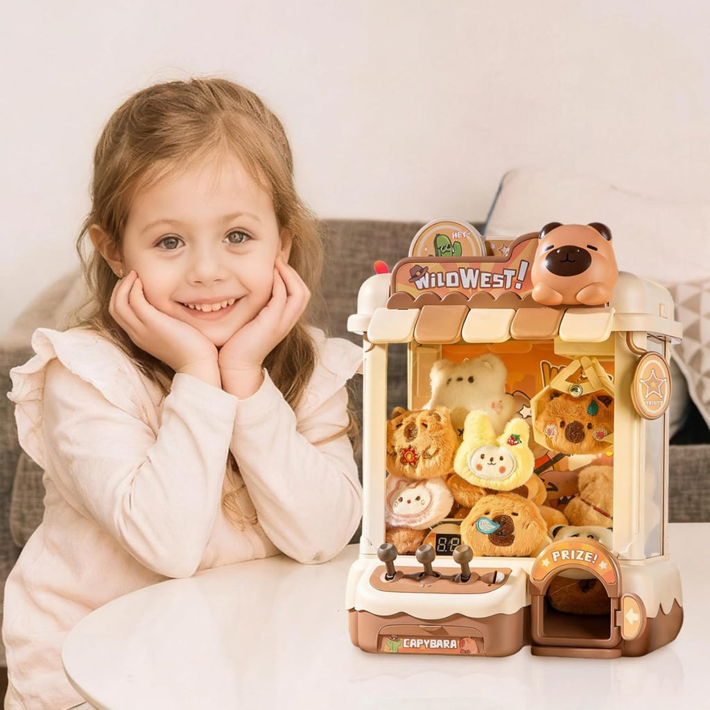Mini Claw Machine for Kids, 27x22.5x35cm Mini Vending Machine Dual Powered with 10 Dolls, 10 Eggs & 24, Electronic Game Indoor Toy for Home Party Birthday