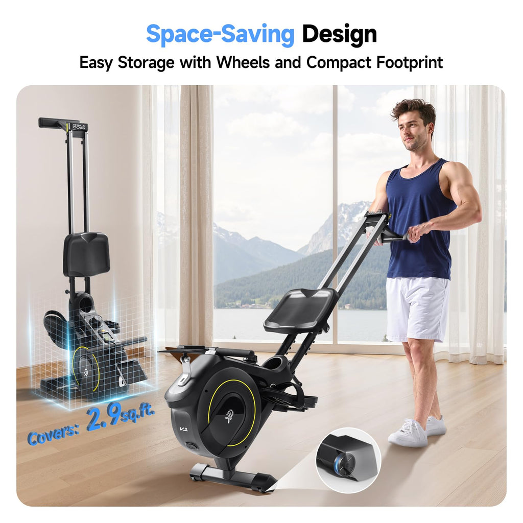 Rowing Machine for Home, 350 LB Capacity, 16-Level Silent Resistance, Magnetic Rowing Machines for Home Foldable, Full-Body Workout Compact Rowing Machine for Cardio & Strength with APP Support