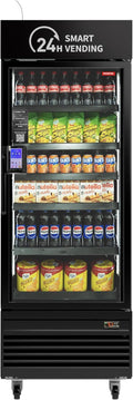 HAHA Smart Vending DC-542D Combo Vending Machine,Smart Refrigerated Beverage Vending Machine with Touch Card Reader - Capacity 378 Bottles (Black, 542D)