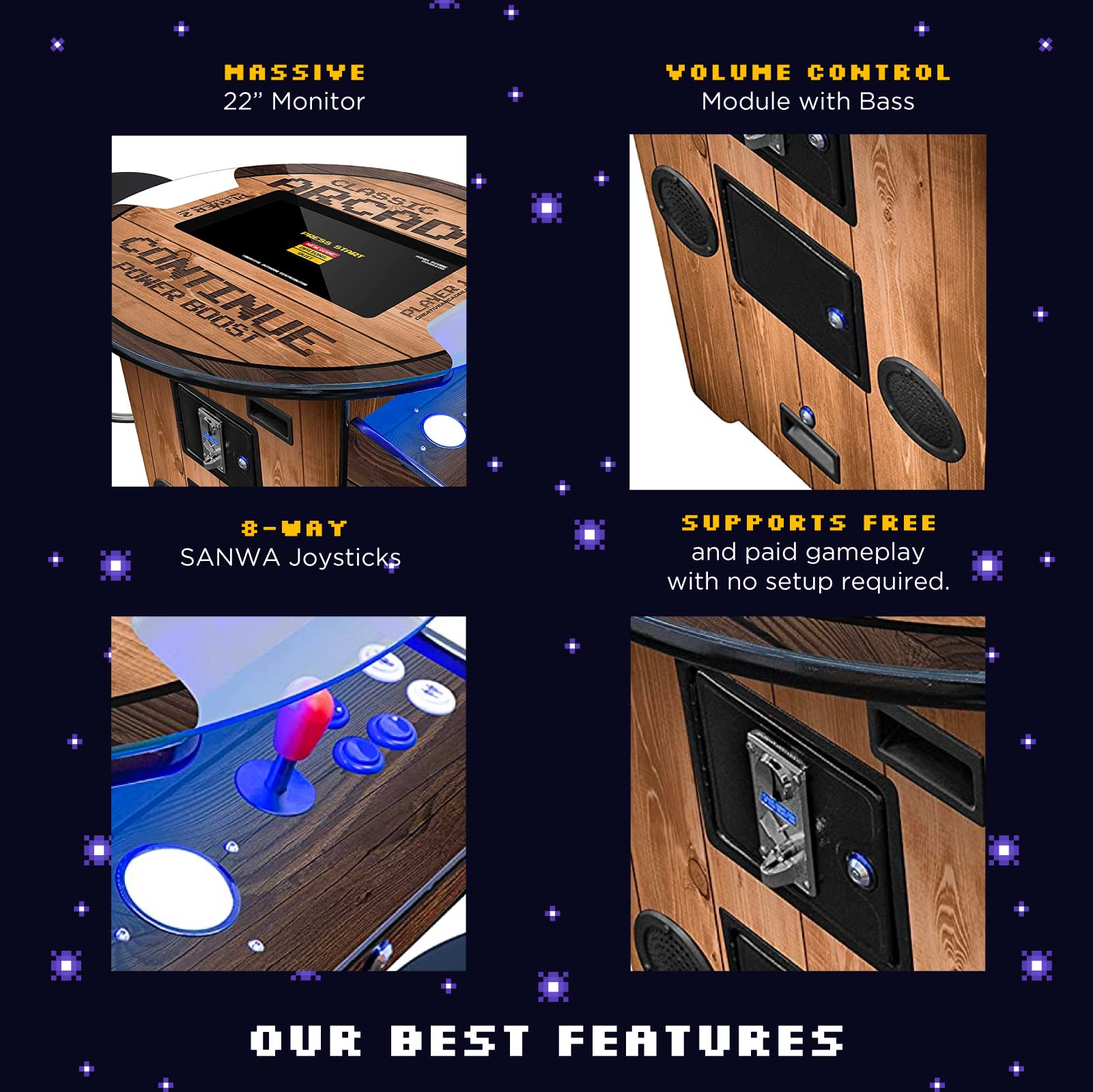 Creative Arcades Full-Size Commercial Grade Machine -Pub Style Arcade Table for 2 Player Cabinet for Home, 412 Games, Multiplayer Control Panel and Screen Size 22 inch.