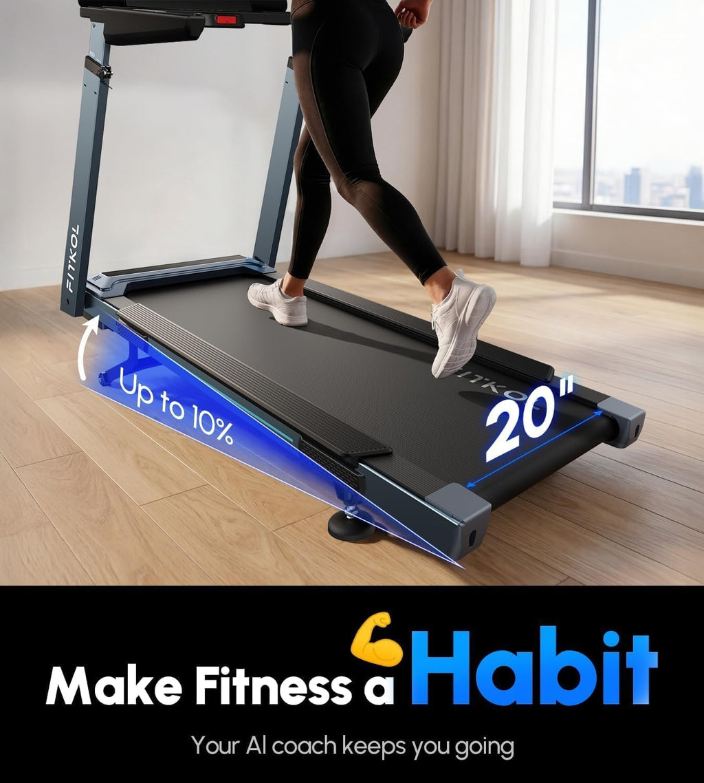 AI-Adaptive Treadmill for Home - Auto Speed & Incline Adjustment, Smart Heart Rate Control, Real-Time AI Running Coach, 5.0HP Motor, 440lb Capacity, Dedicated Bluetooth App, Designed for Beginners
