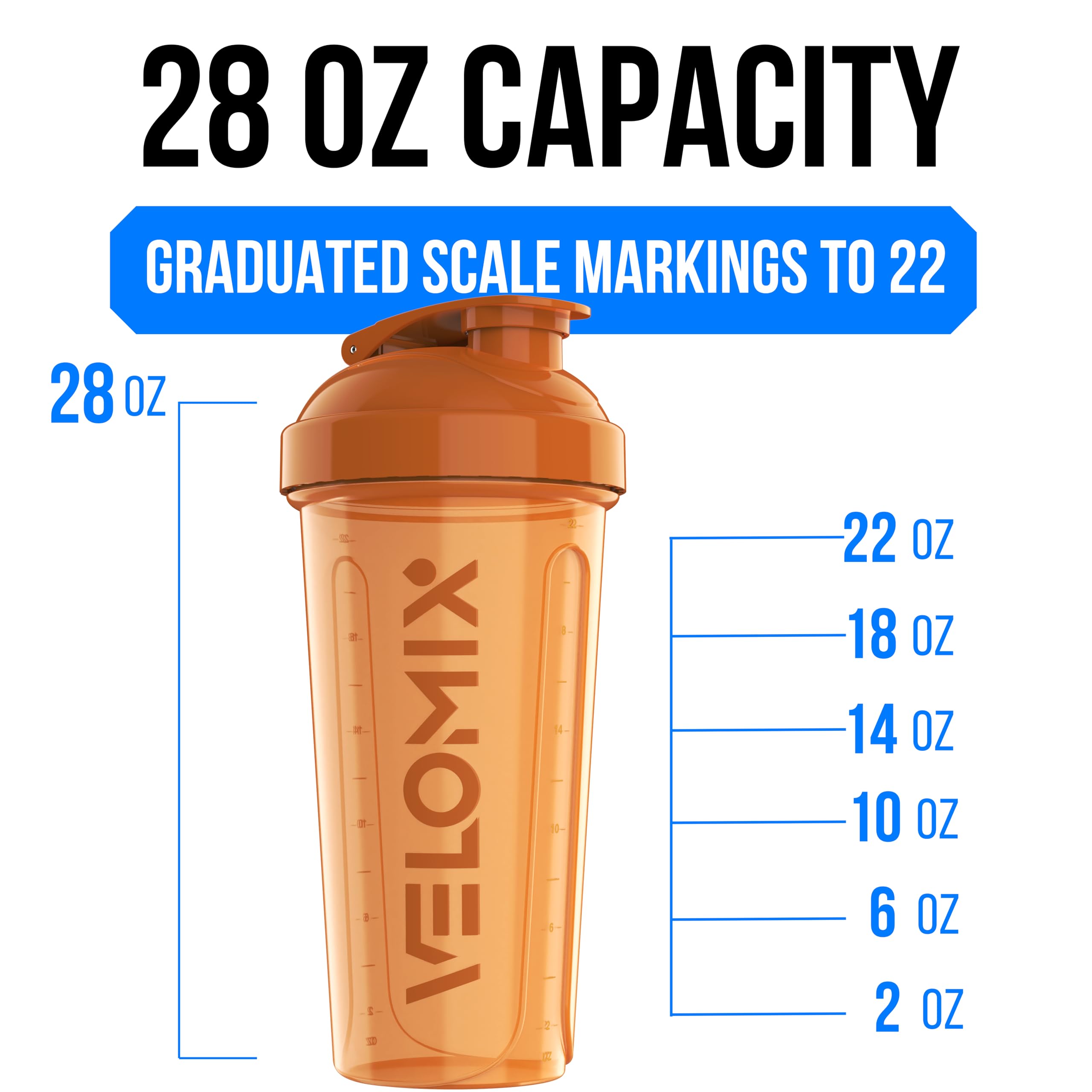 VELOMIX -4 PACK- 28 oz Protein Shaker Bottle for Protein Mixes - 4x Wire Whisk | Leak Proof Shaker Cups for Protein Shakes | Protein Shaker Bottle Pack | Protein Shake Cup (NeoCool Pack)