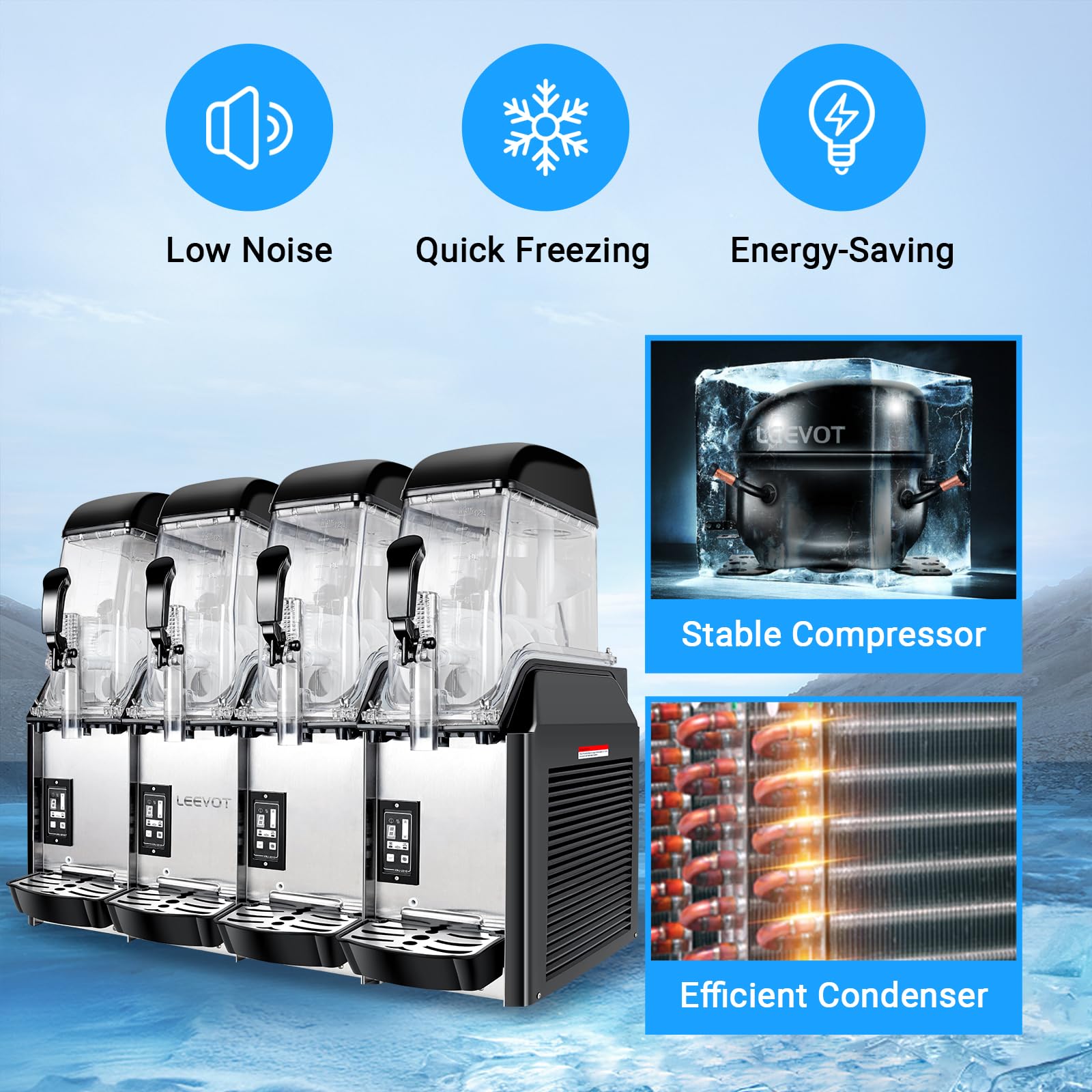 Slushy Machine,15L x2 Double Tanks Comercial Margarita &Slushie Machine,120+ Cups 1000W 110V Electric Large Daiquiri Machine with Self-cleaning Mode,for Home Party Restaurants Cafe Bars