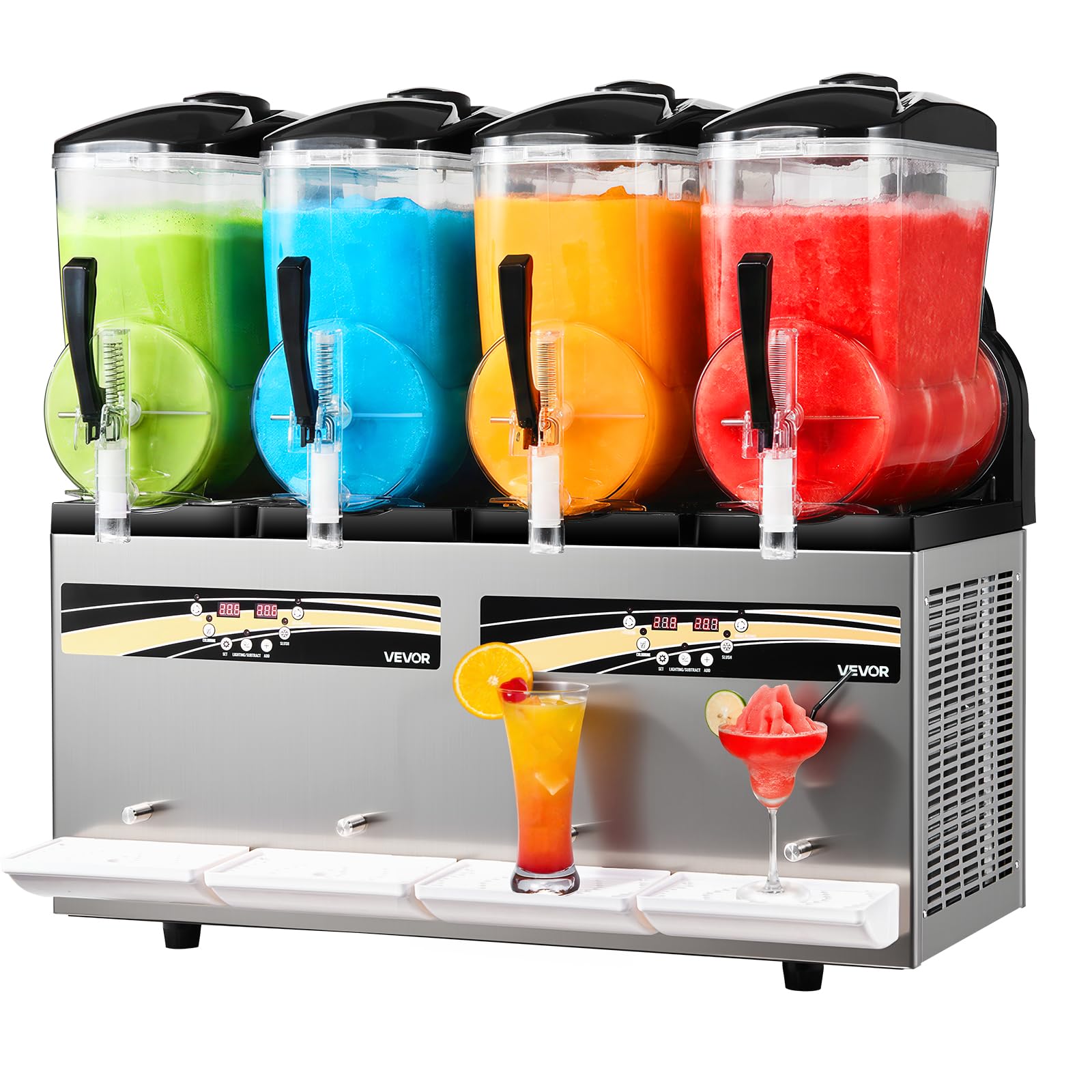 VEVOR Commercial Slushy Machine, 12Lx3 Triple Tank Frozen Drink Machine, 144 Cups Stainless Steel Margarita Smoothie Frozen Drink Maker, Slushie Maker for Home Party Restaurants Cafe Bars