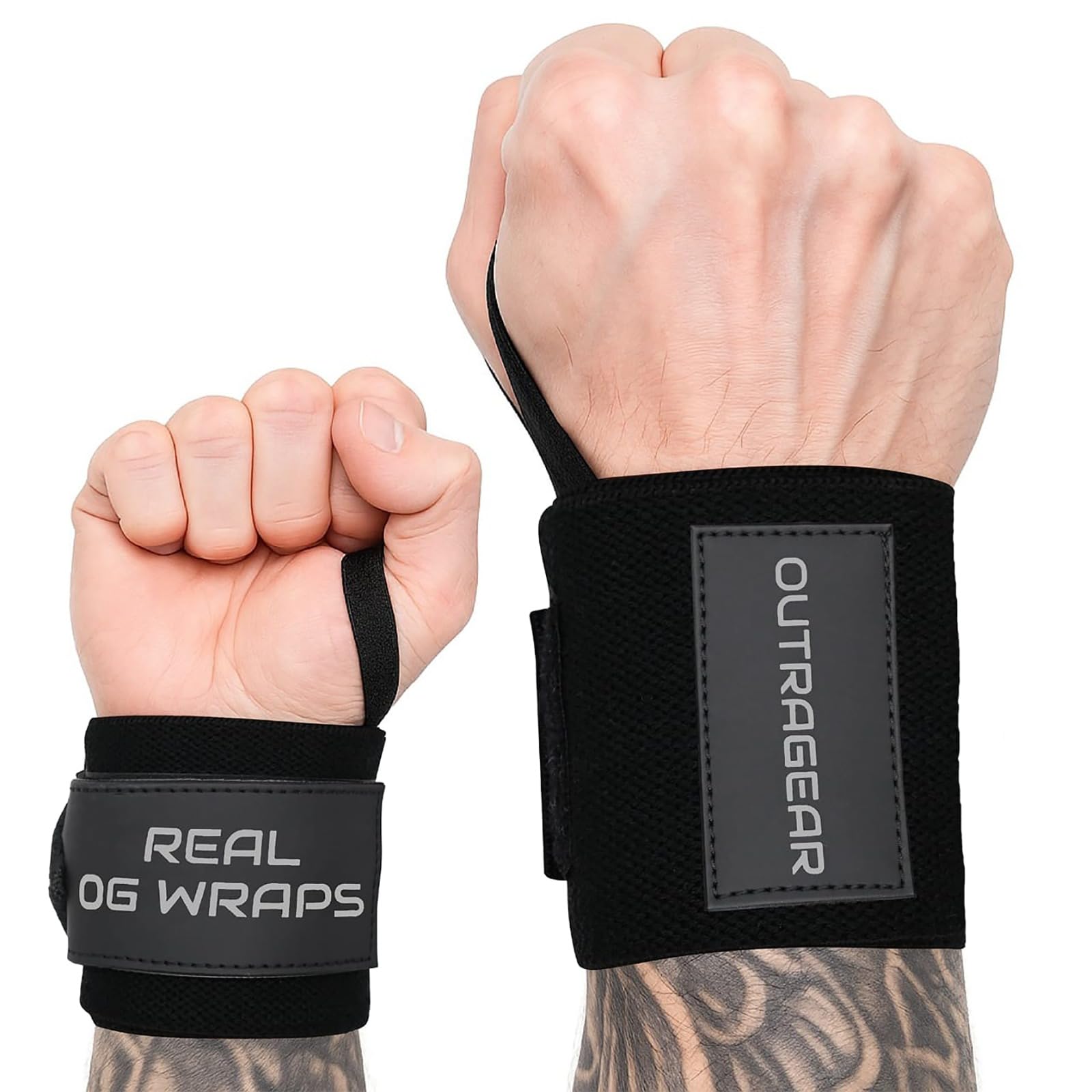 18" OG-Grade Wrist Wraps for Weightlifting – Heavy Duty Wrist Support with Thumb Loop & Lockdown Strap – Wrist Straps for Powerlifting, Bench Press & Gym Training