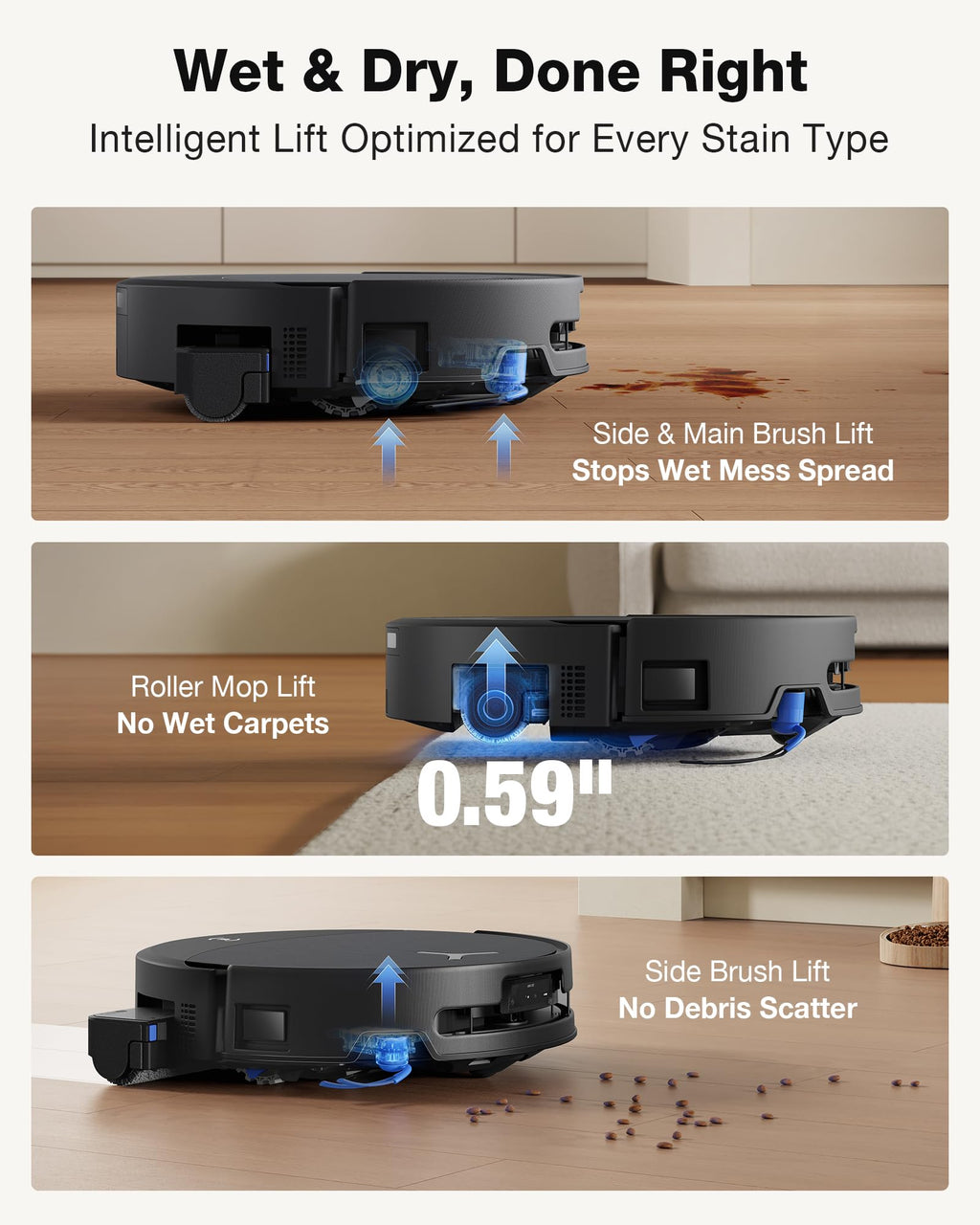 ECOVACS DEEBOT T90 Omni Robot Vacuum and Mop, 30,000Pa Suction, Instant Self-Cleaning OZMO Roller Mop, TruEdge Deep Edge Cleaning, ZeroTangle, Hot Water Wash & 145°F Air Dry, AI Obstacle Avoidance
