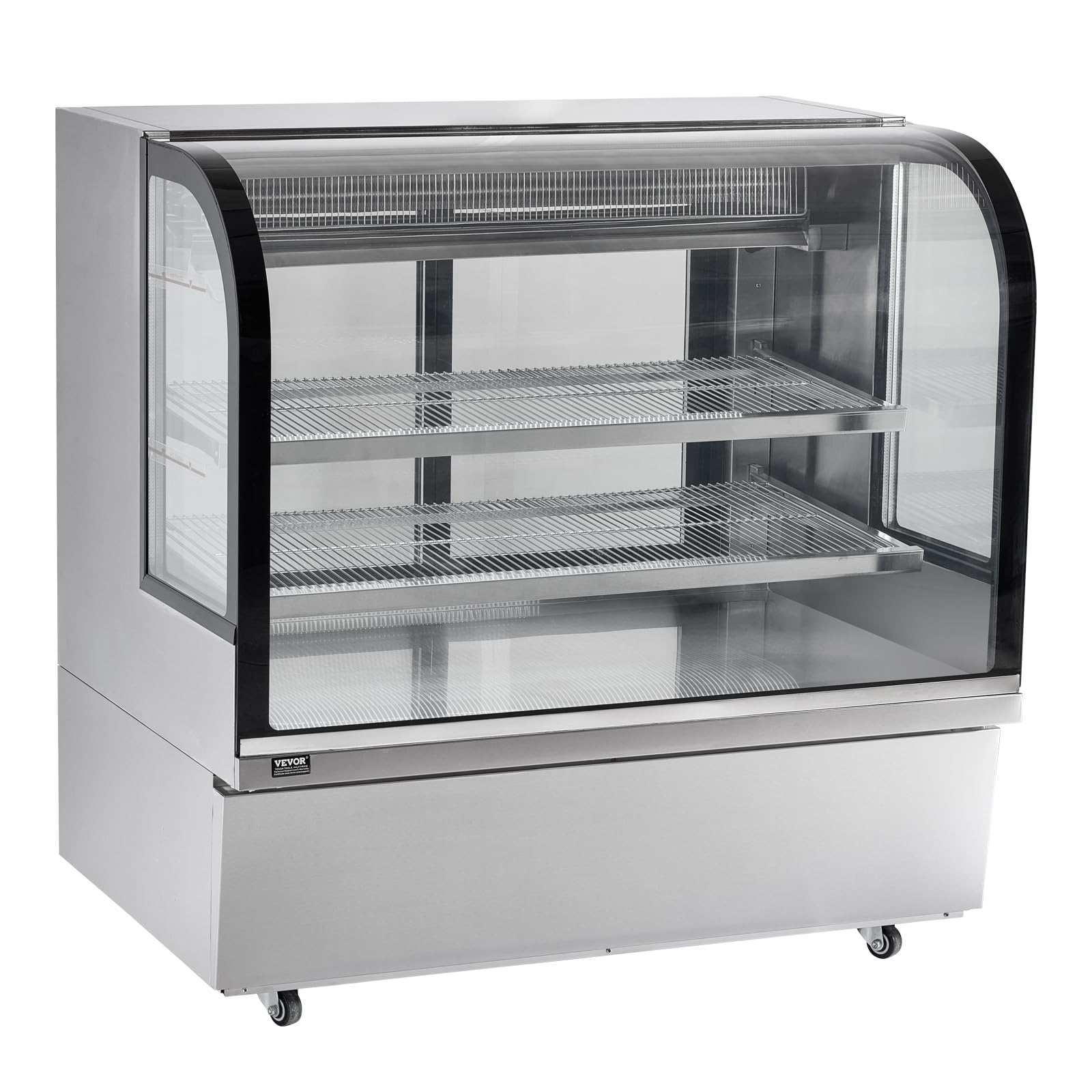VEVOR Refrigerated Display Case, 3.5 Cu.Ft./100L, 2-Tier, Countertop Pastry Display Case Commercial Display Refrigerator with LED Lighting, TURBO Cooling, Frost-Free Air-Cooling, Rear Sliding Door