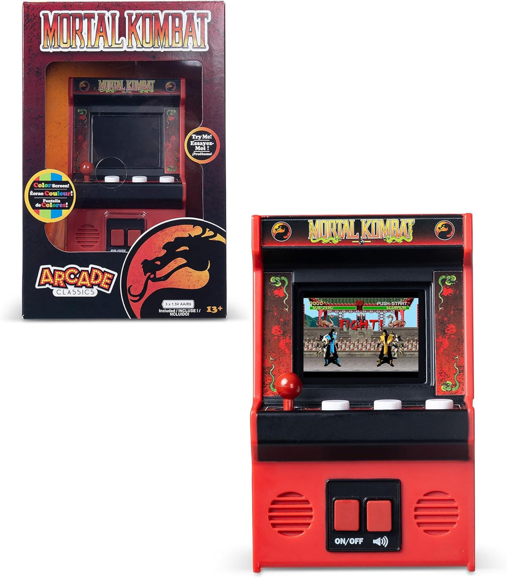 Basic Fun Arcade Classics Mini Mortal Kombat – Retro Handheld Game with Joystick, Screen & Sound – For Fans & Collectors