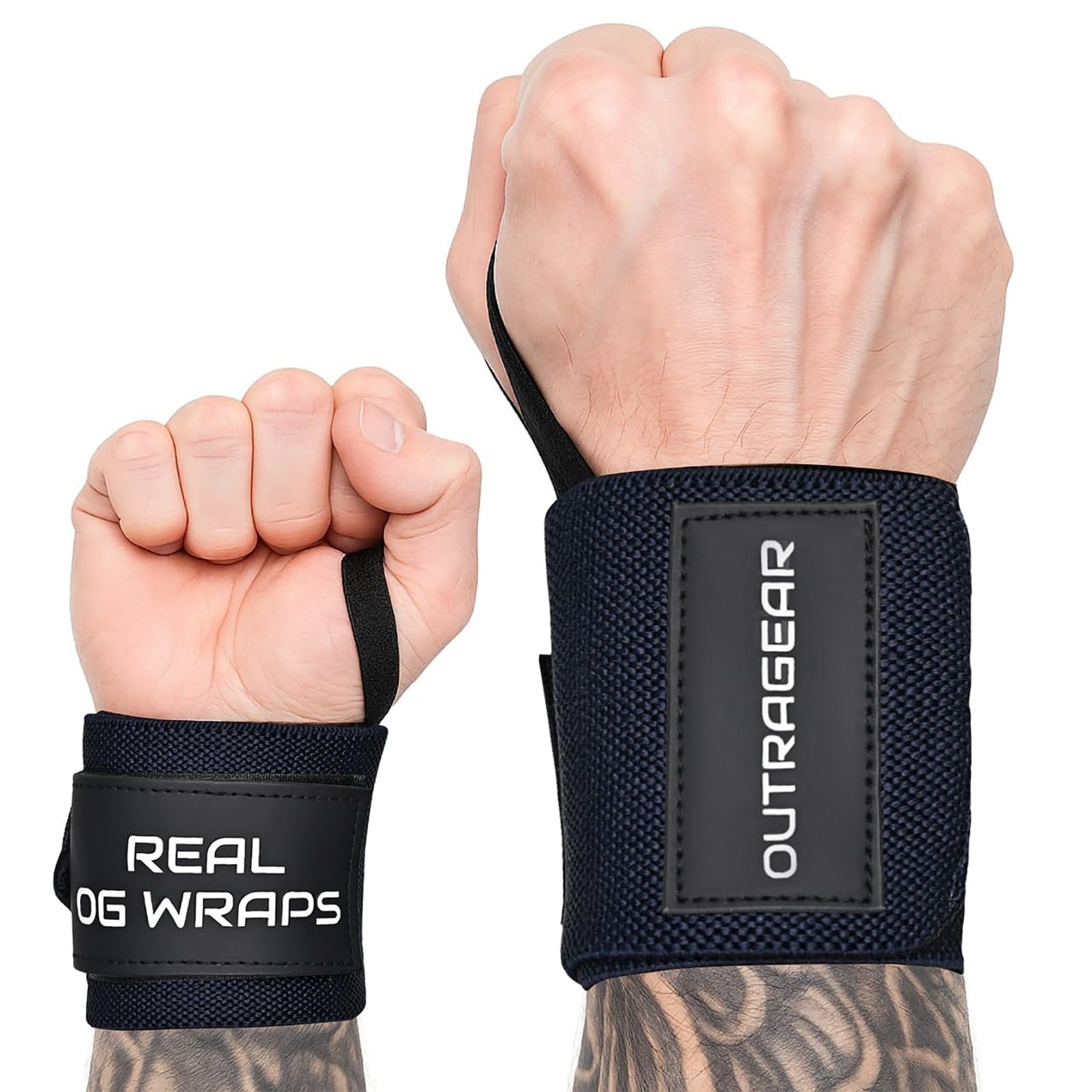 18" OG-Grade Wrist Wraps for Weightlifting – Heavy Duty Wrist Support with Thumb Loop & Lockdown Strap – Wrist Straps for Powerlifting, Bench Press & Gym Training
