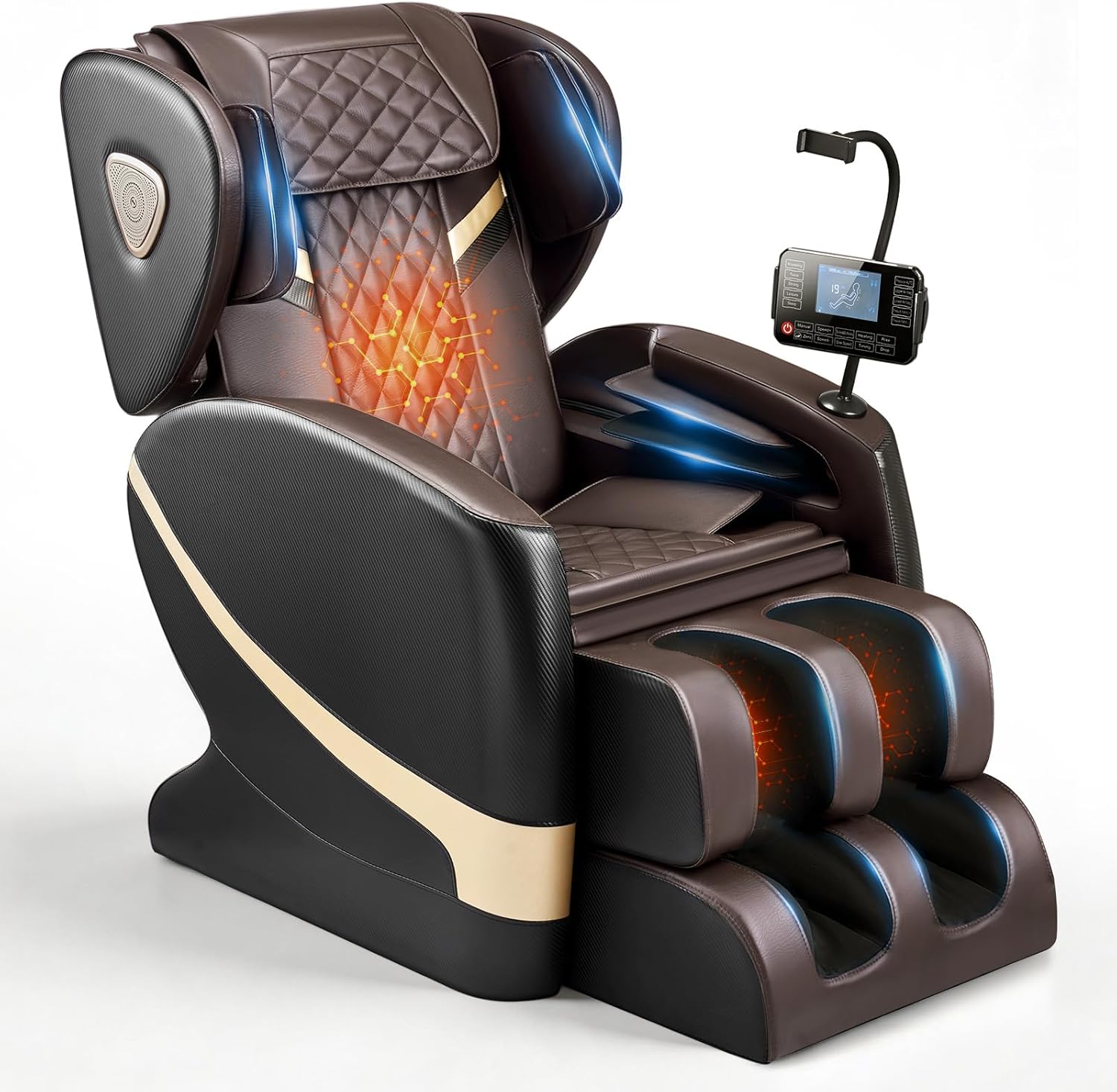 VEVOR Massage Chair, Zero Gravity Full Body Massage Chair with 10-Point Rollers, 5 Automatic Modes, 8 Airbags, Waist & Leg Heating, Bluetooth Speaker, Touchscreen Control, for Home and Office Use