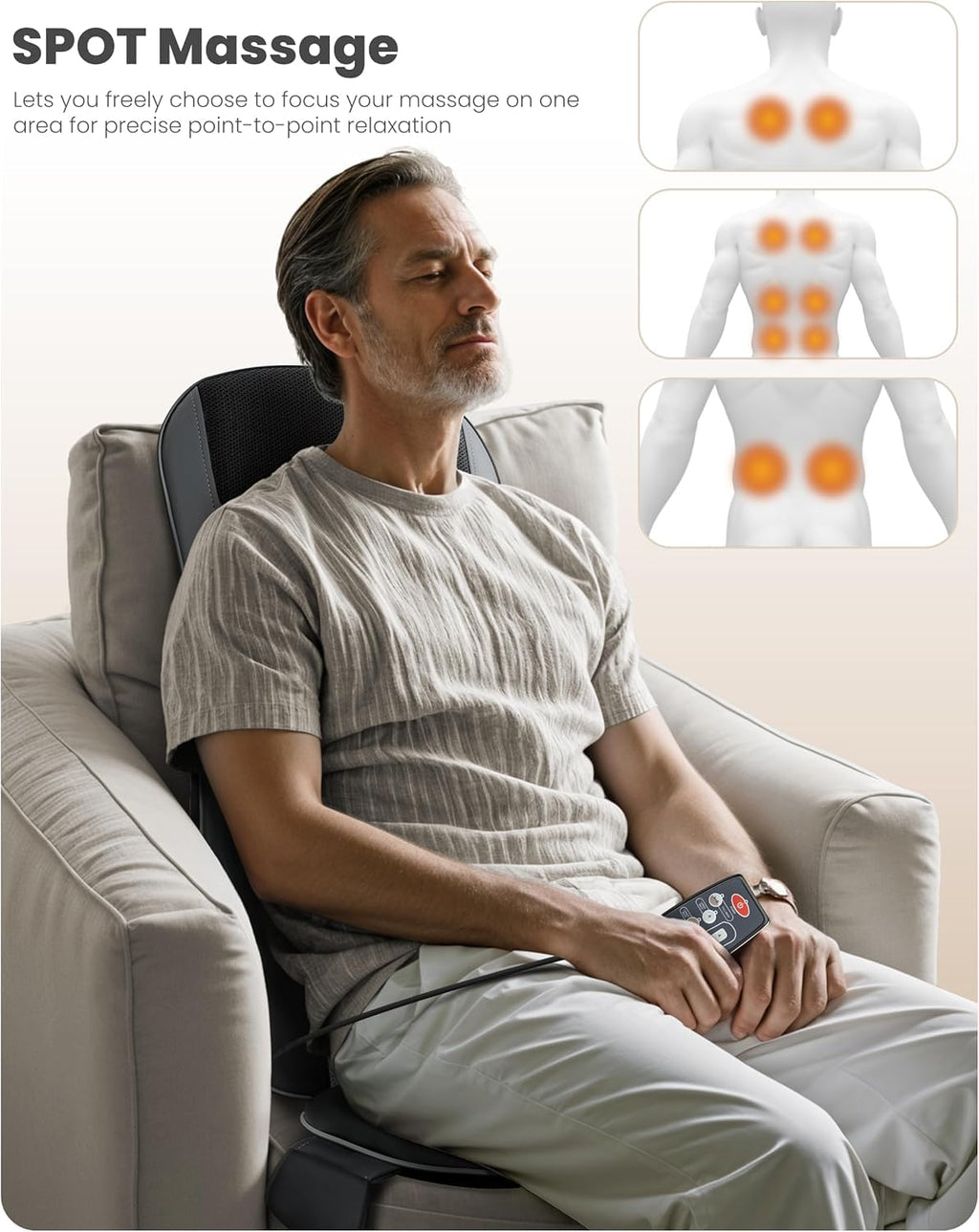 COMFIER Shiatsu Full Back Massager,Massage Chair Pad with Heat,2D/3D Massage Seat Cushion,Chair Massager with 10 Shiatsu Nodes, Rolling Kneading Chair Pads for Lower Back,Father Day Gifts