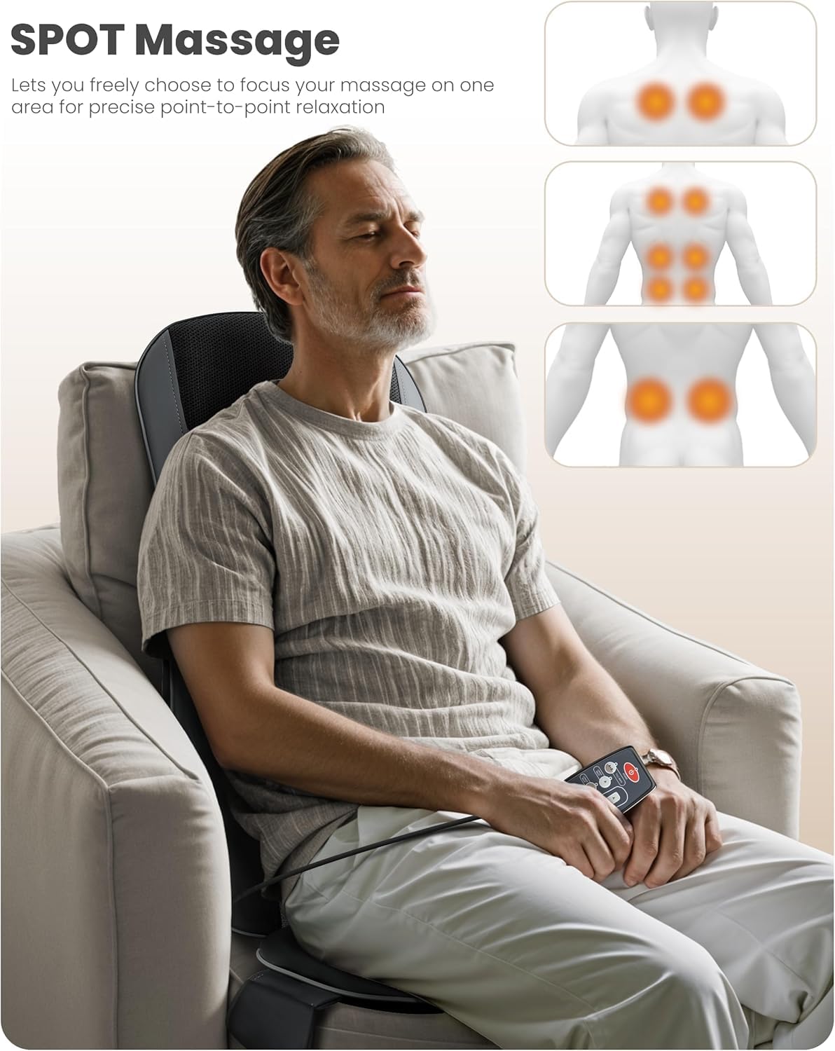 COMFIER Shiatsu Full Back Massager,Massage Chair Pad with Heat,2D/3D Massage Seat Cushion,Chair Massager with 10 Shiatsu Nodes, Rolling Kneading Chair Pads for Lower Back,Father Day Gifts