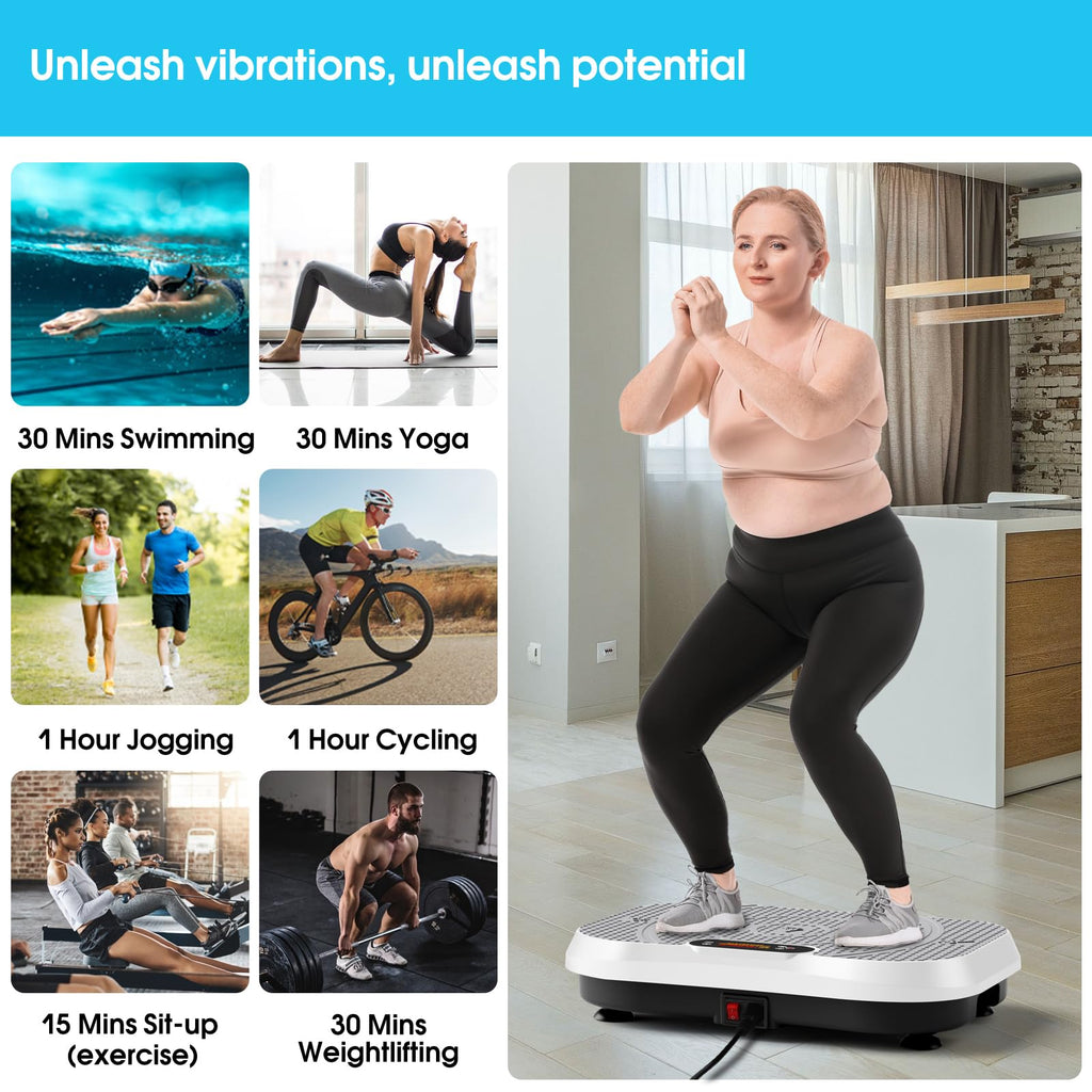 SoftGym Waver Vibration Plate Exercise Machine for Lymphatic Drainage Weight Loss,120 Speed Levels Vibrating Platform with Resistance Bands,Full-Body Workout Equipment for Muscle Toning
