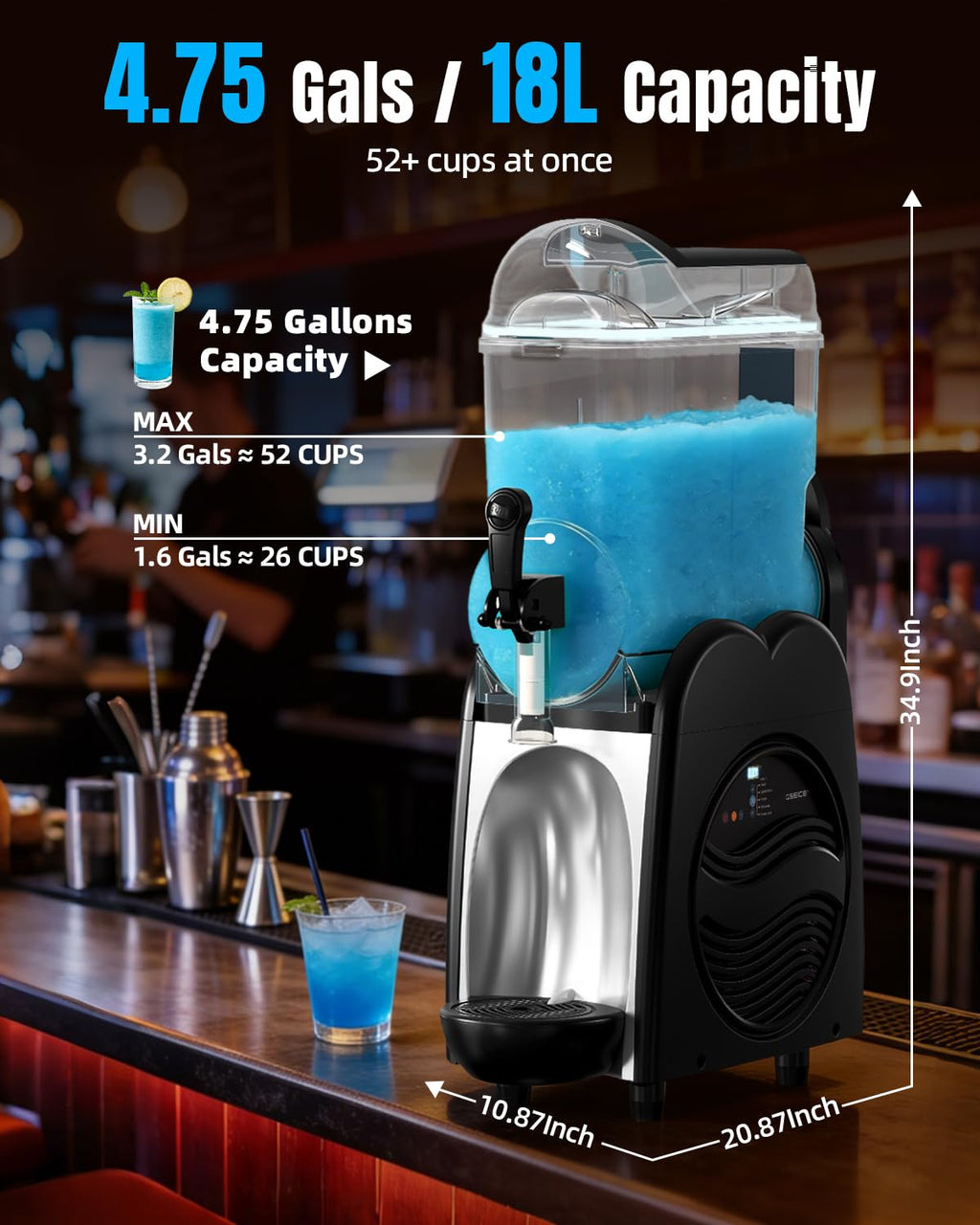 30L Commercial Slushie Machine, 2 Tank Margarita Machine, 80 Grande Cups Slushy Machine with Auto Clean, 8 Gal LED Frozen Drink Machine for Business, Mobile Bar, Party, Restaurant, 800W Fast Cooling