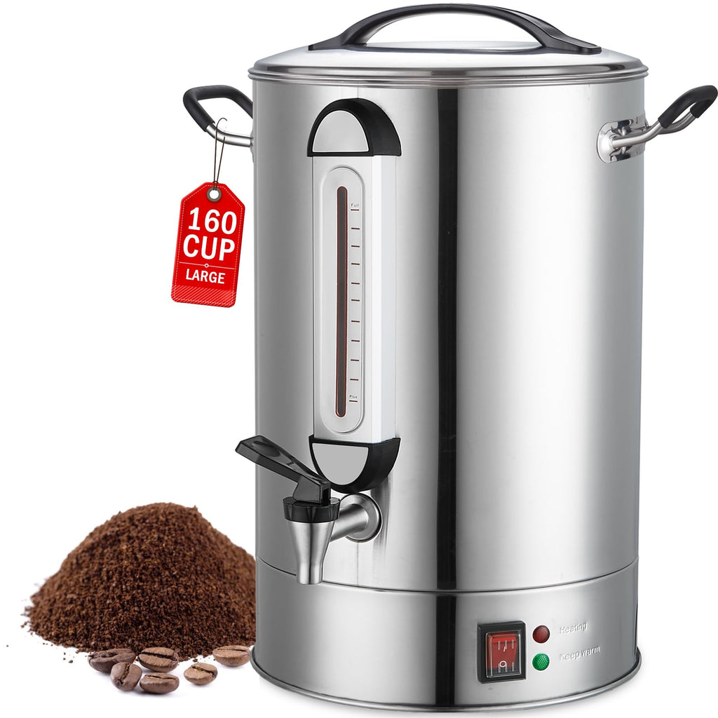 Commercial Coffee Urn 24L 160Cup Stainless Steel Quick Brew Hot Dispenser for Catering, Commercial Grade Large Capacity Coffee Maker For Meeting Rooms, Church, School, for 100+ Guests