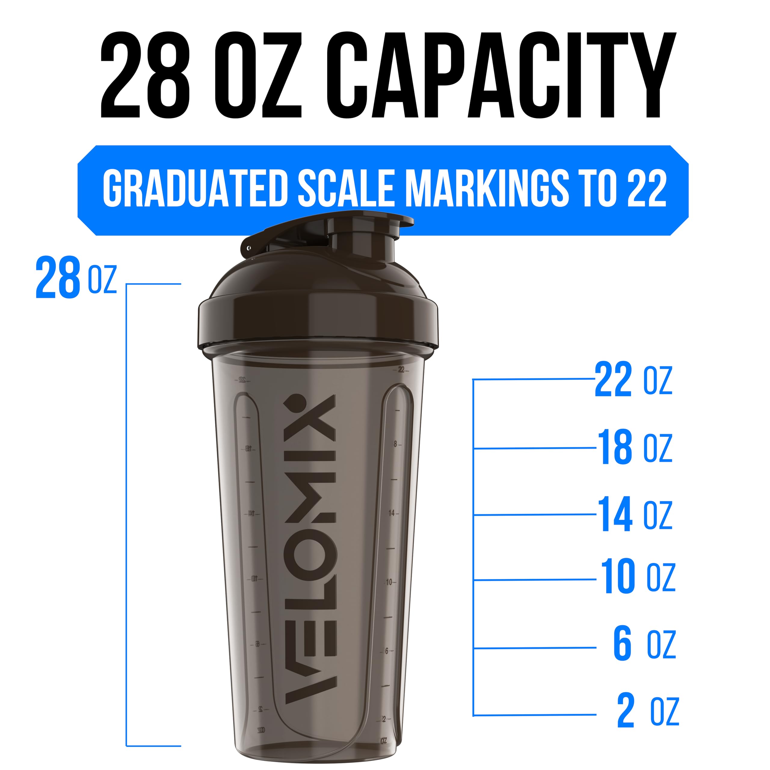 VELOMIX -4 PACK- 28 oz Protein Shaker Bottle for Protein Mixes - 4x Wire Whisk | Leak Proof Shaker Cups for Protein Shakes | Protein Shaker Bottle Pack | Protein Shake Cup (NeoCool Pack)