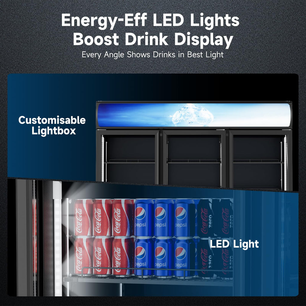 ETL & DOE Certified Commercial Beverage Refrigerator 14.8 Cu Ft, Commercial Display Fridge with Glass Door, Upright Merchandiser Refrigerator Cooler with Front LED Light for Stores, Restaurant, Office