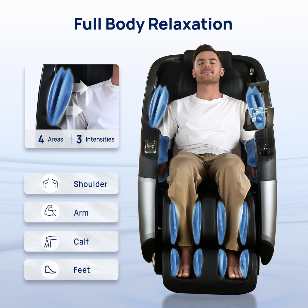 VAT Massage Chair Full Body VibroAcoustic Sonic Wave, SL-Track Zero Gravity Recliner with 25 Auto Modes, Smart Body Scan, Extendable Footrest, Reading Lamp, Black