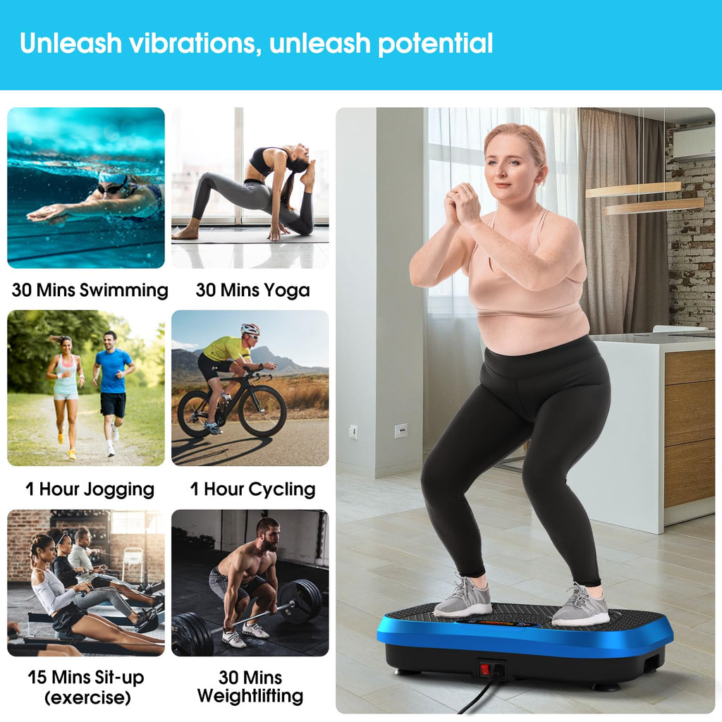 SoftGym Waver Vibration Plate Exercise Machine for Lymphatic Drainage Weight Loss,120 Speed Levels Vibrating Platform with Resistance Bands,Full-Body Workout Equipment for Muscle Toning