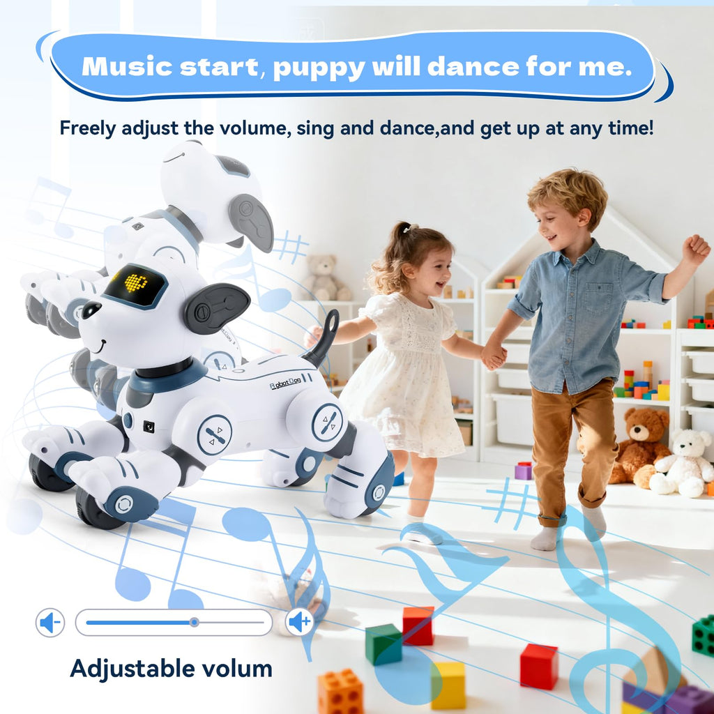 Robot Dog for Kids Robot Dog Remote Control Toy Interactive Robot Pet Robotics Toys Intelligent Robo Dog Programmable Sing & Dance Design Birthday Gifts Kids Age 3 5 4-6 Year, Blue