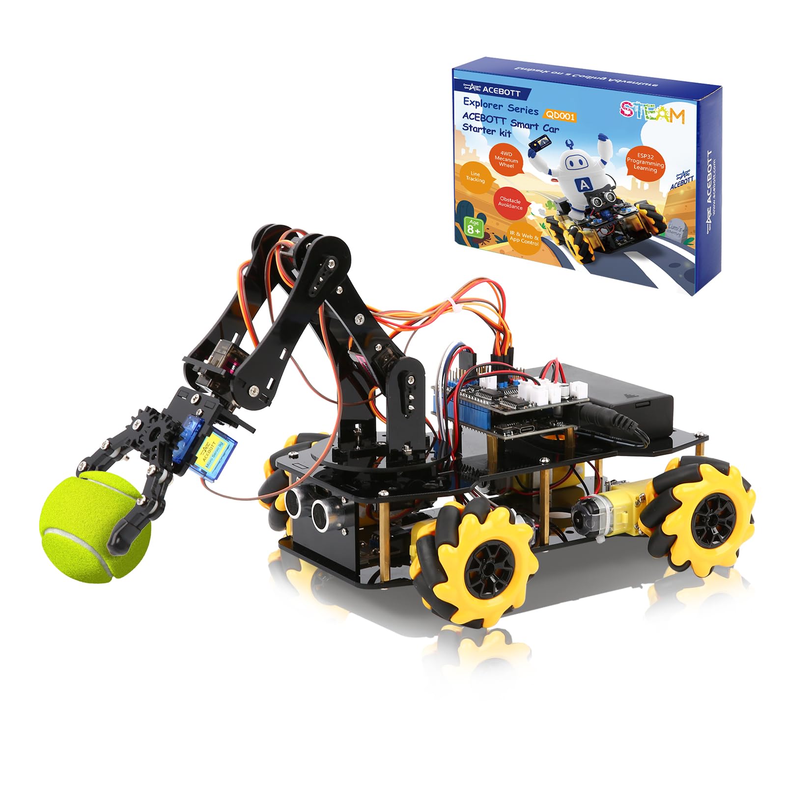 4-in-1 ESP32 Smart Camera Solar Robot Car, 4WD Remote Control Car Robotics Kit for 8-12 12-16+ Kids Teens, Electronics Programming STEM Toy Science Coding Kit Compatible with Arduino/Scratch/Phython